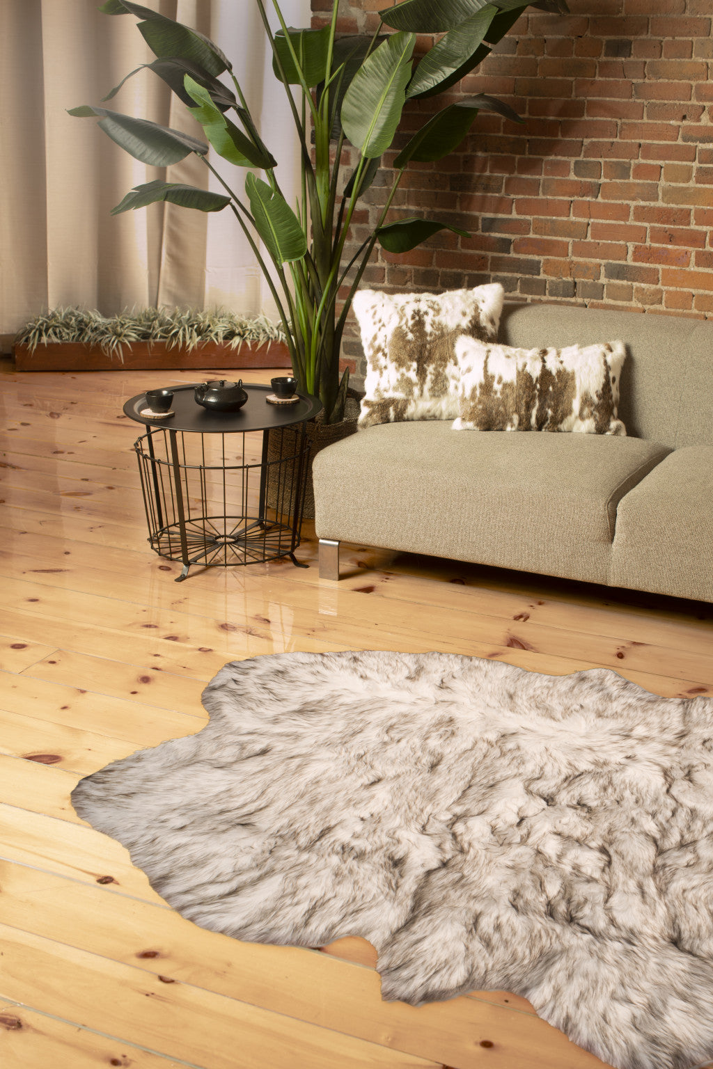 4' X 6' Ombre Chocolate Faux Fur Washable Non Skid Area Rug