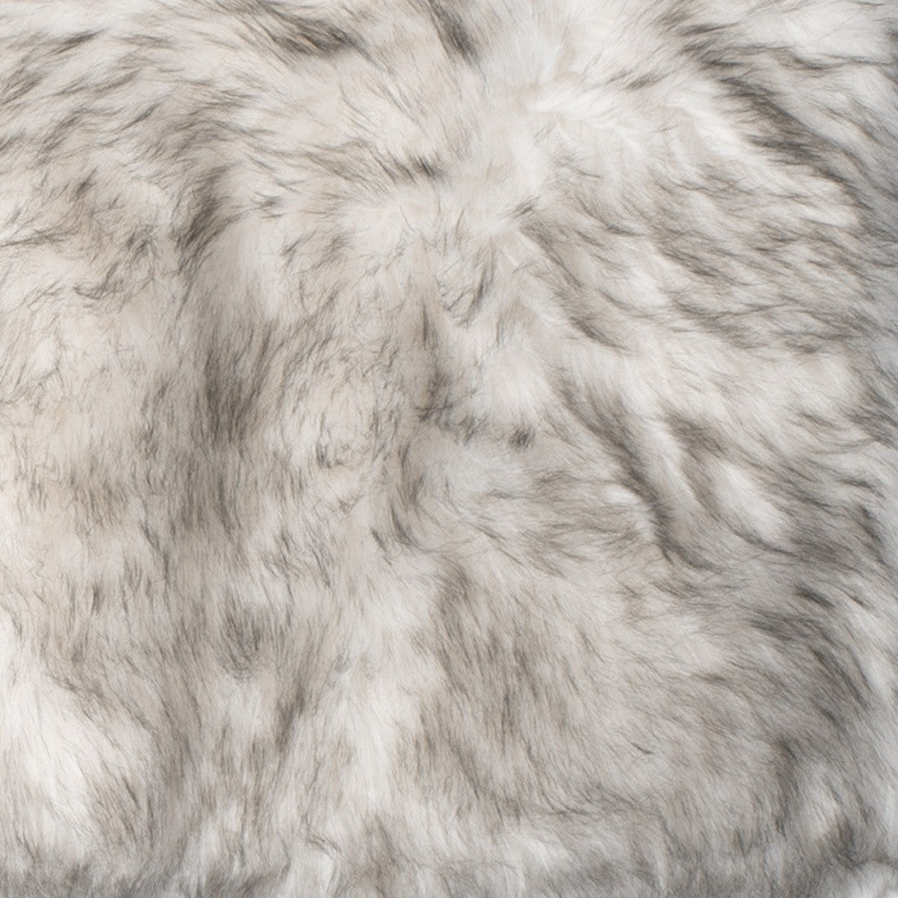 Set Of Two 17" X 17" Ombre Grey Faux Fur Dining Chair Cushion Pads