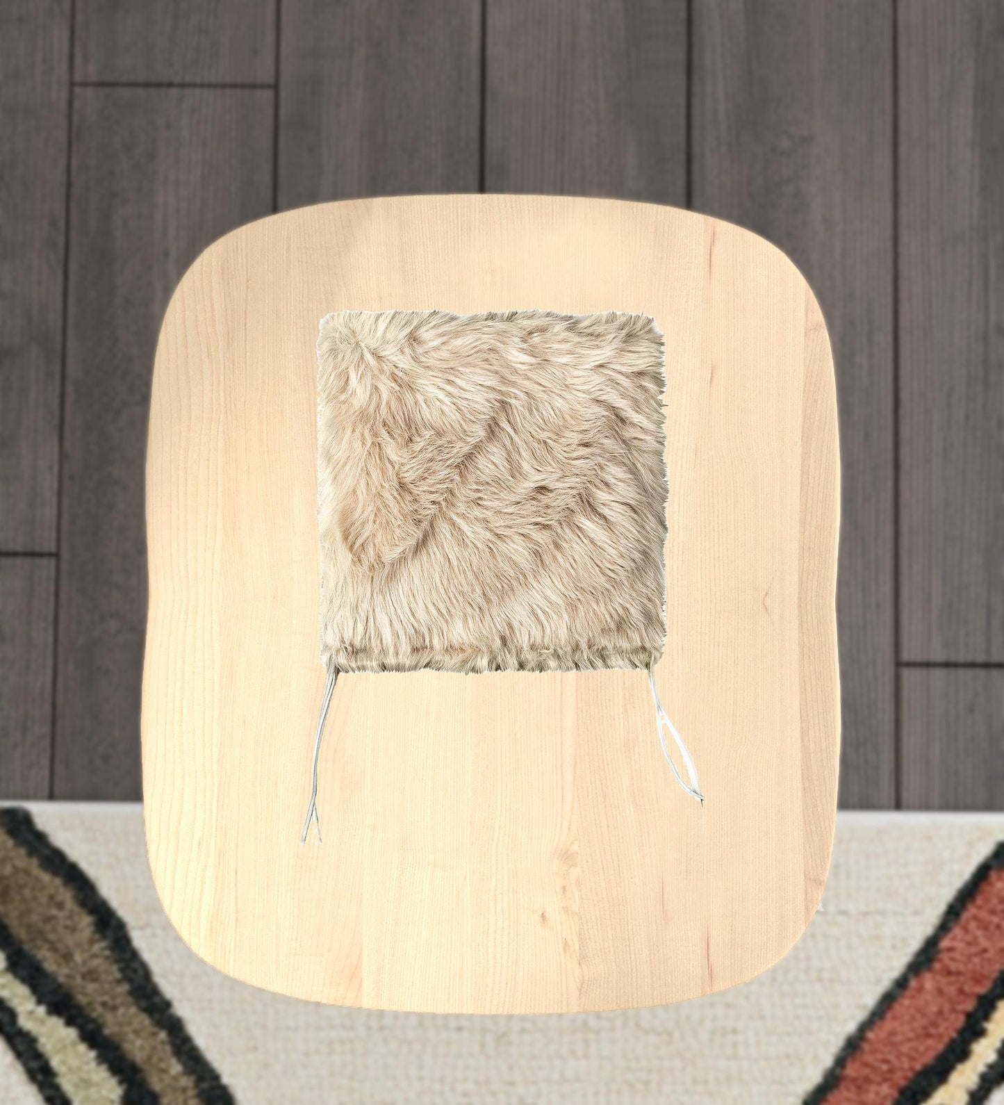 Set Of Two 17" X 17" Taupe Faux Fur Solid Color Dining Chair Pads