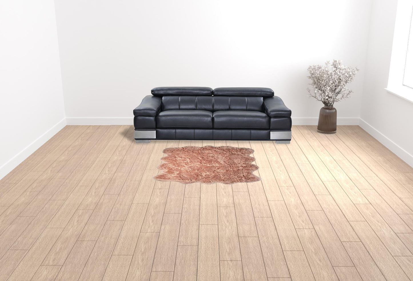 6' X 6' Dusty Rose Faux Fur Washable Non Skid Area Rug