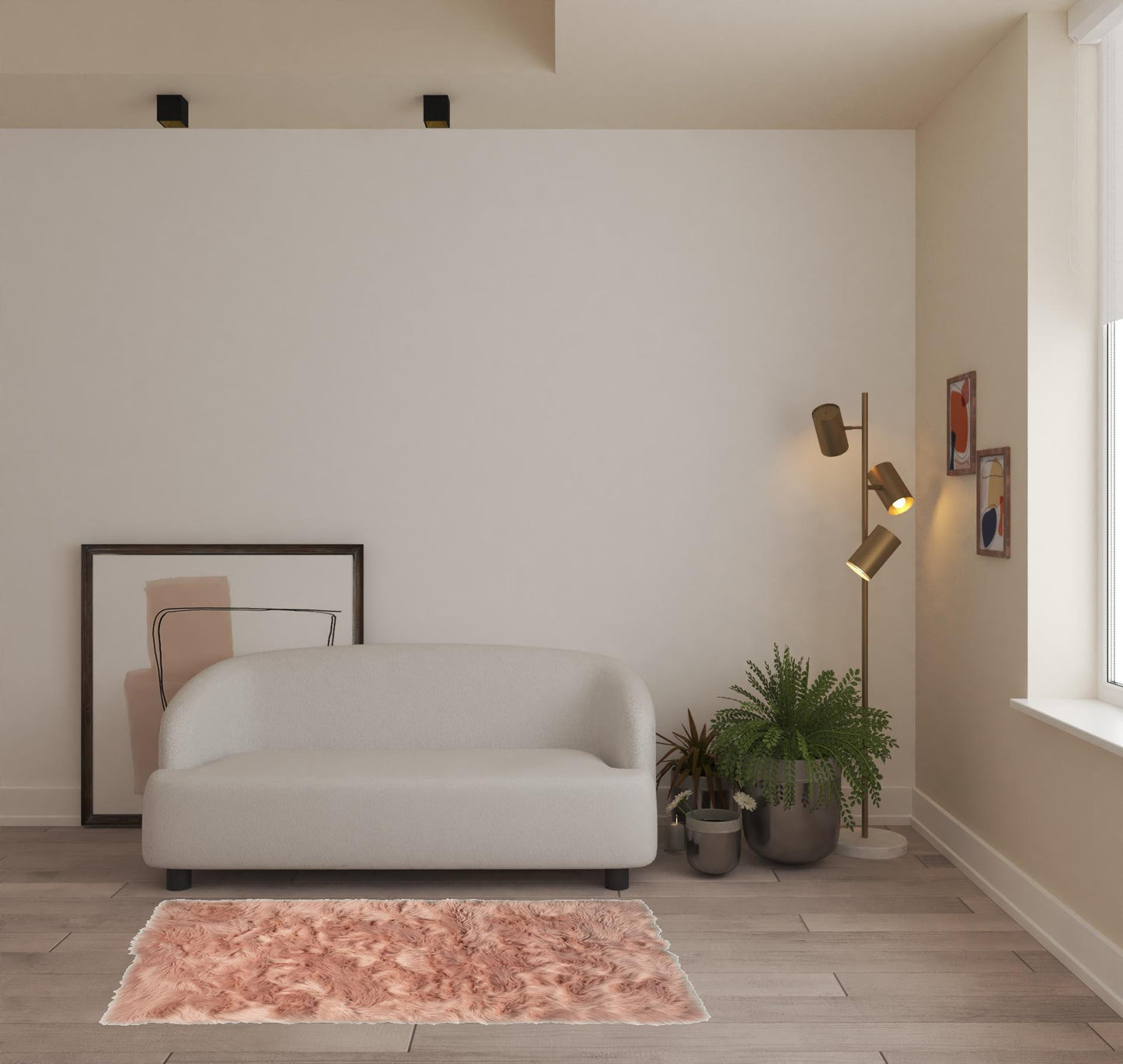 3' X 5' Dusty Rose Faux Fur Non Skid Area Rug