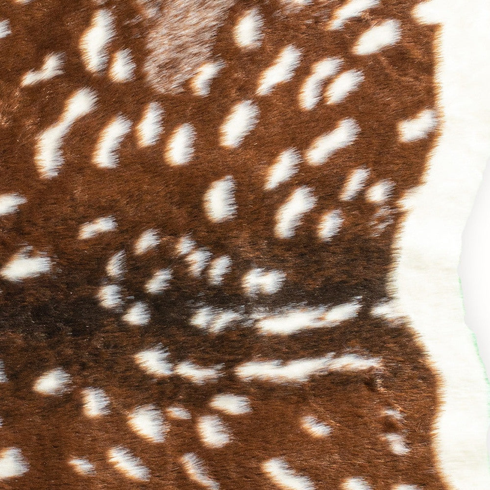 4'x 5' Off White And Brown Faux Cowhide Non Skid Area Rug