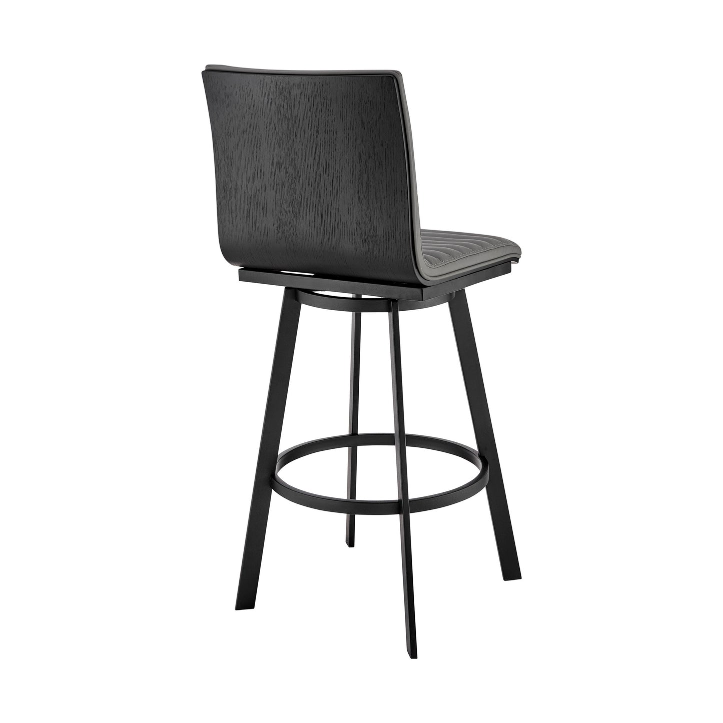 39" Gray Faux Leather And Iron Swivel Counter Height Bar Chair