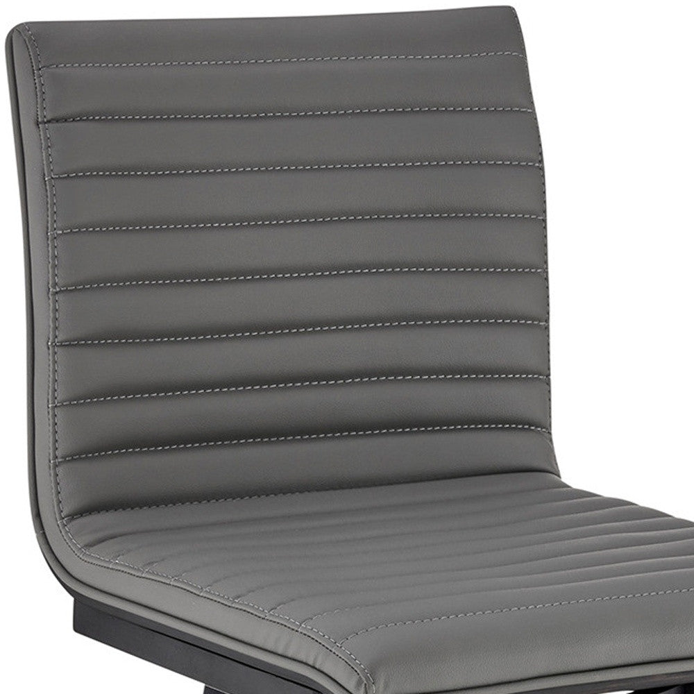 39" Gray Faux Leather And Iron Swivel Counter Height Bar Chair
