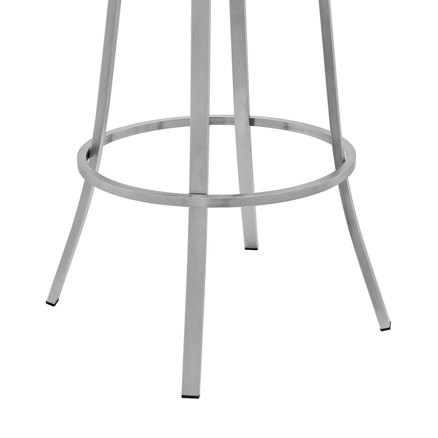40" White Faux Leather And Iron Swivel Low Back Bar Height Chair