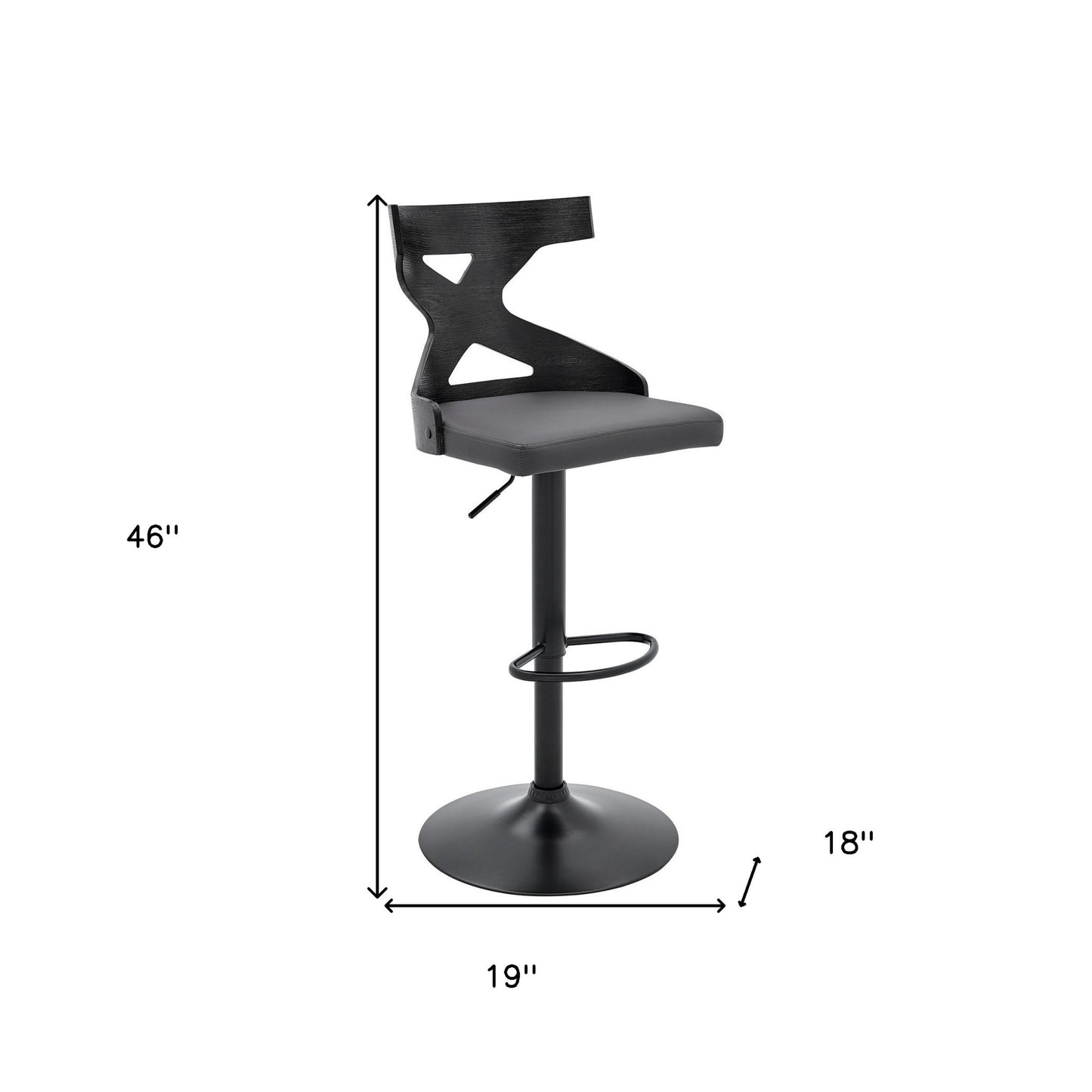 Grey Faux Leather Stylish Curved Back Bar Stool