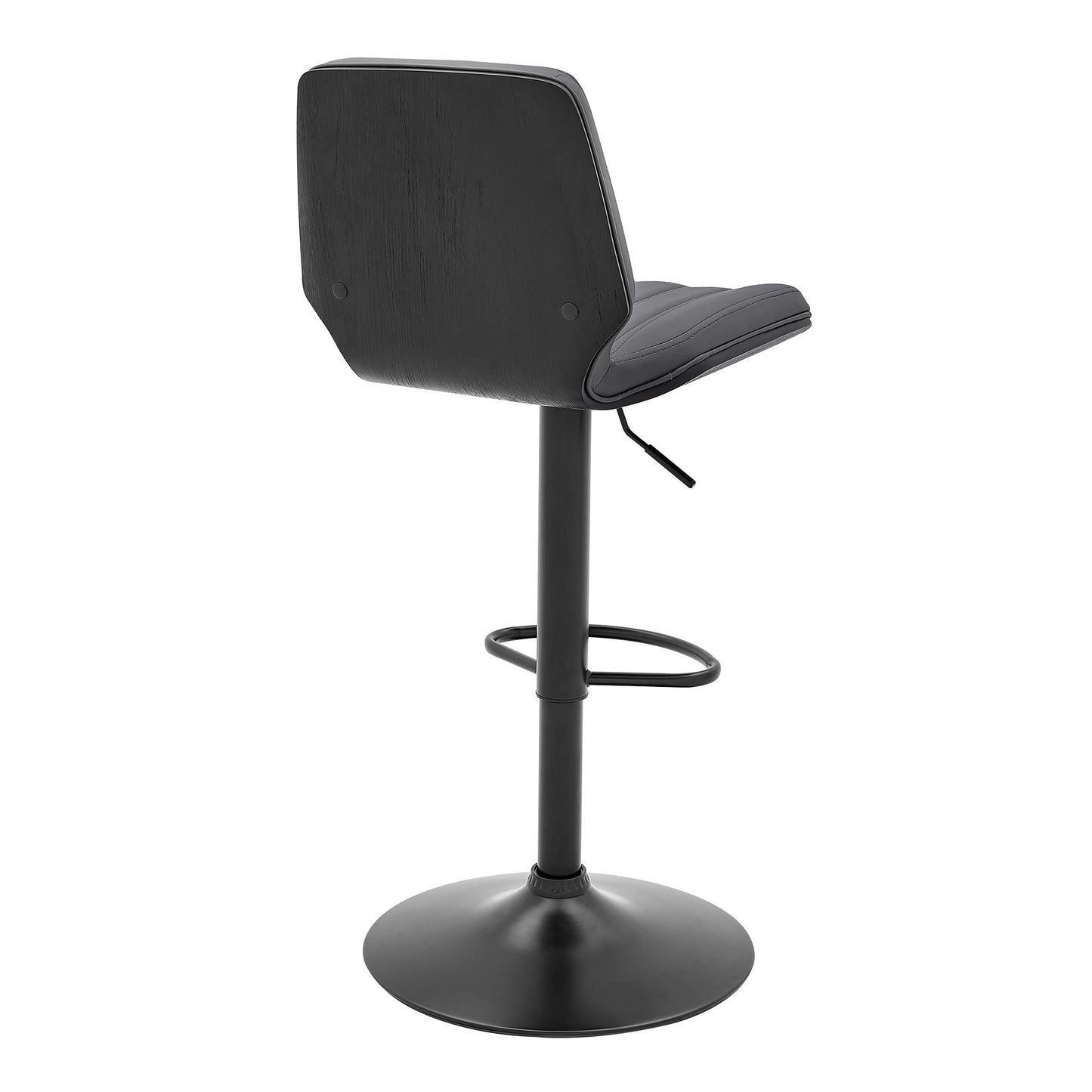 44" Gray Faux Leather And Iron Swivel Adjustable Height Bar Chair