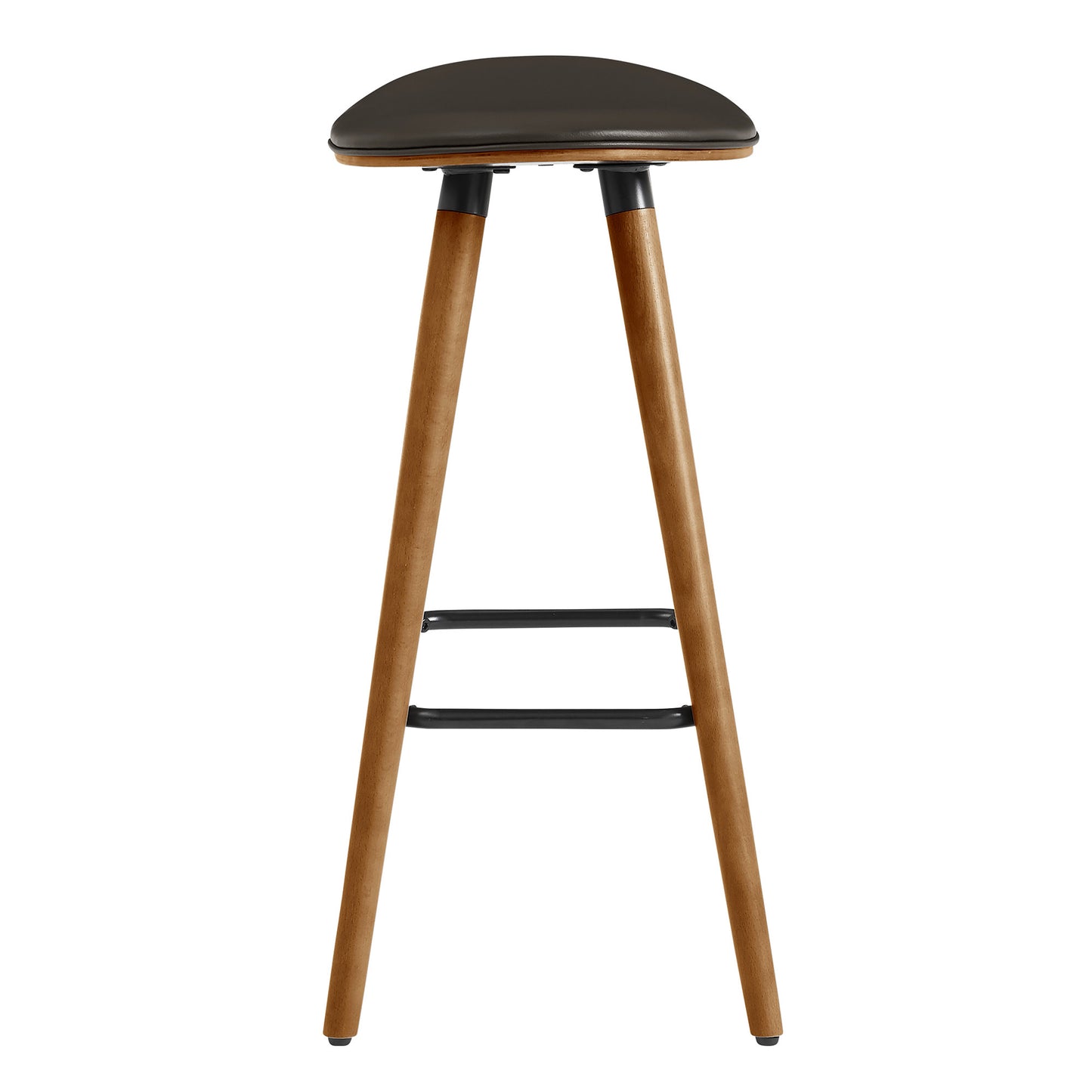 26" Brown Faux Leather Backless Wooden Bar Stool
