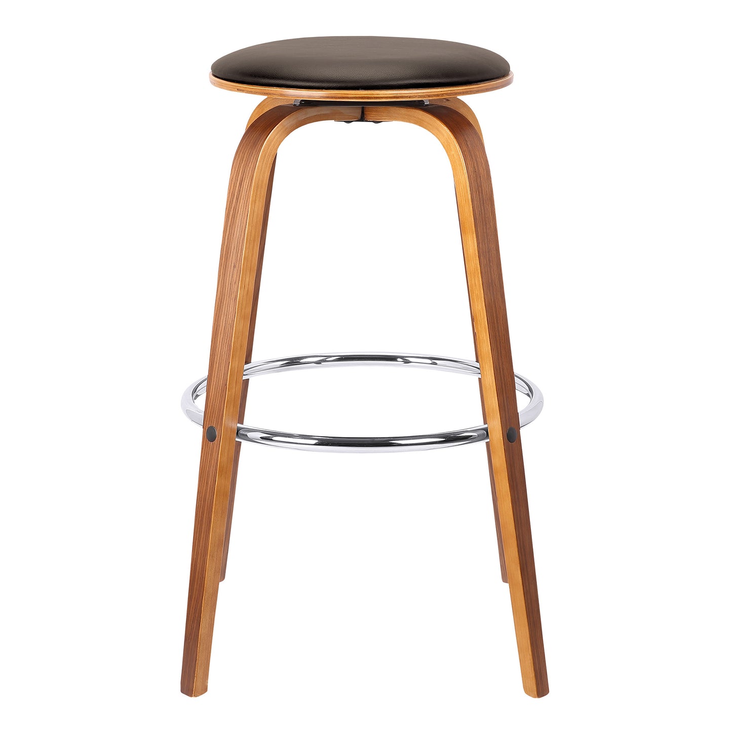 25" Brown Iron Swivel Backless Counter Height Bar Chair With Footrest