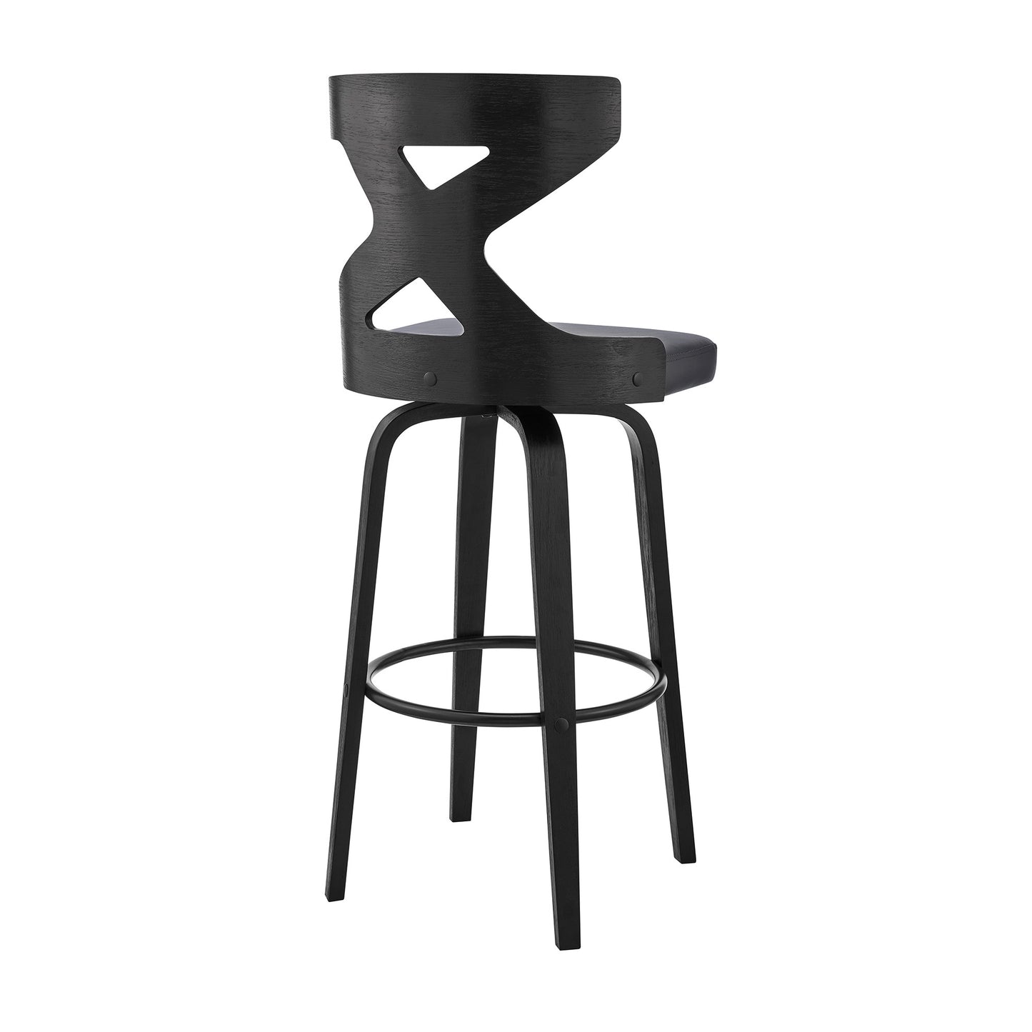 40" Gray Faux Leather And Iron Swivel Counter Height Bar Chair