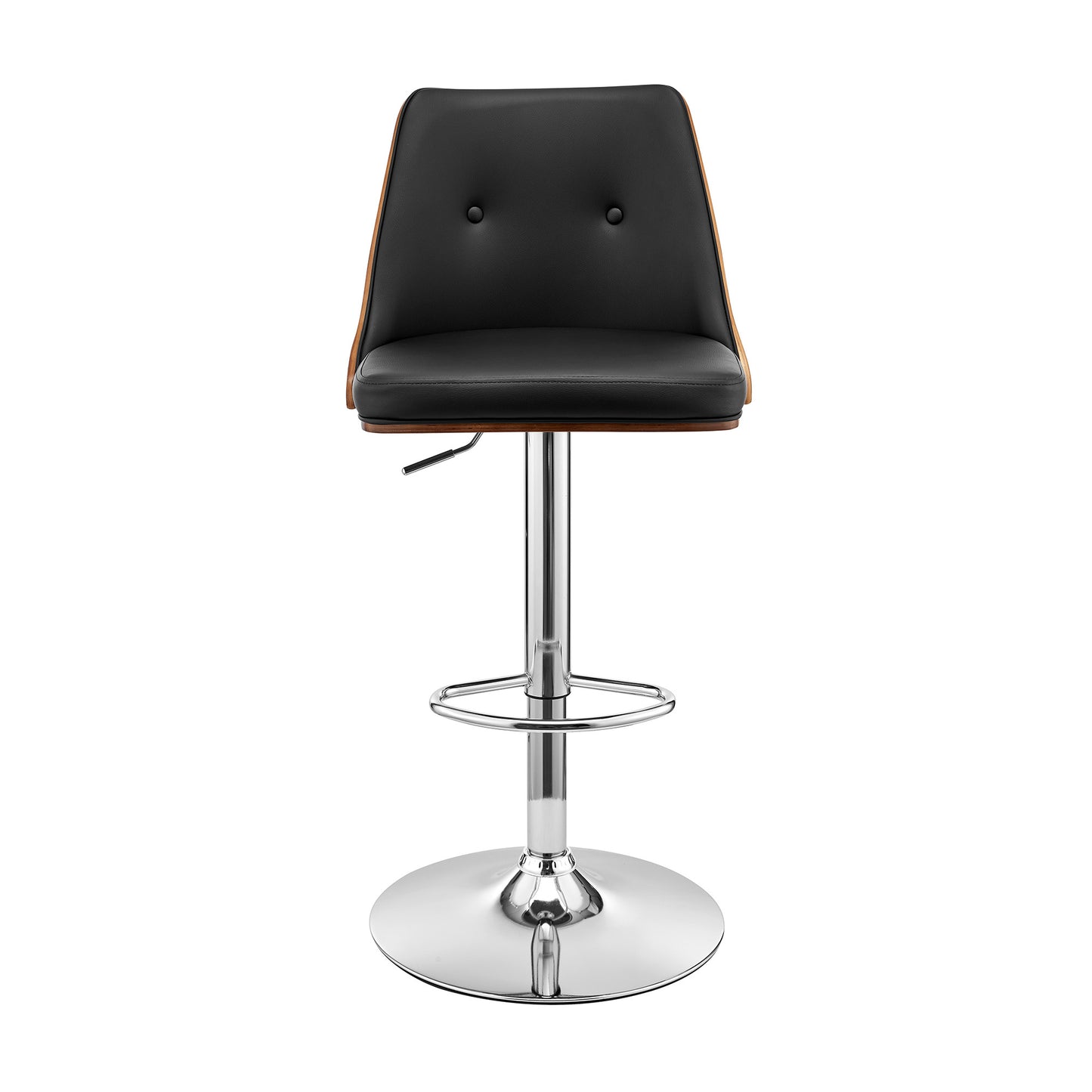 44" Black Faux Leather And Iron Swivel Adjustable Height Bar Chair