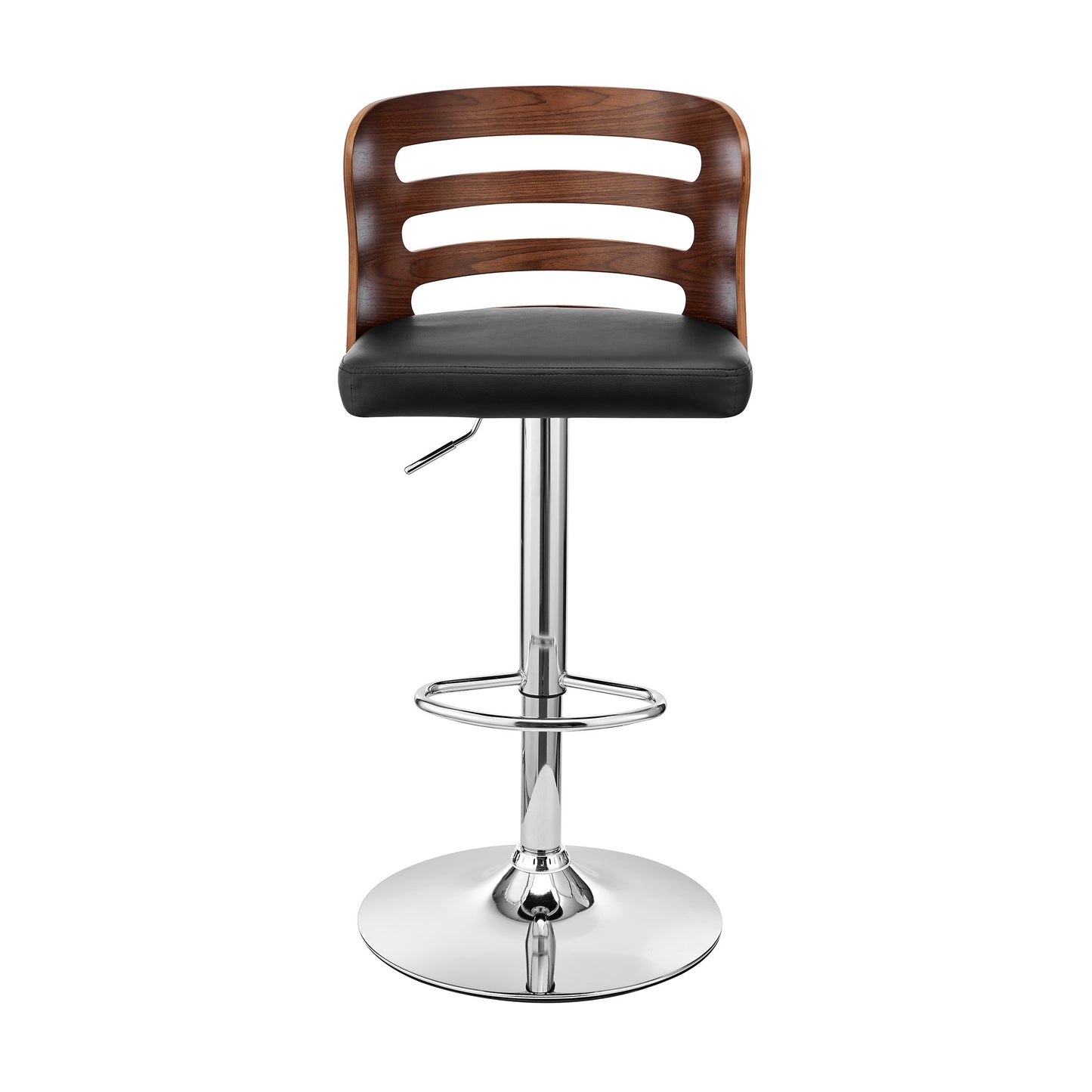 Black Brown And Silver Swivel Adjustable Height Bar Chair With Footrest