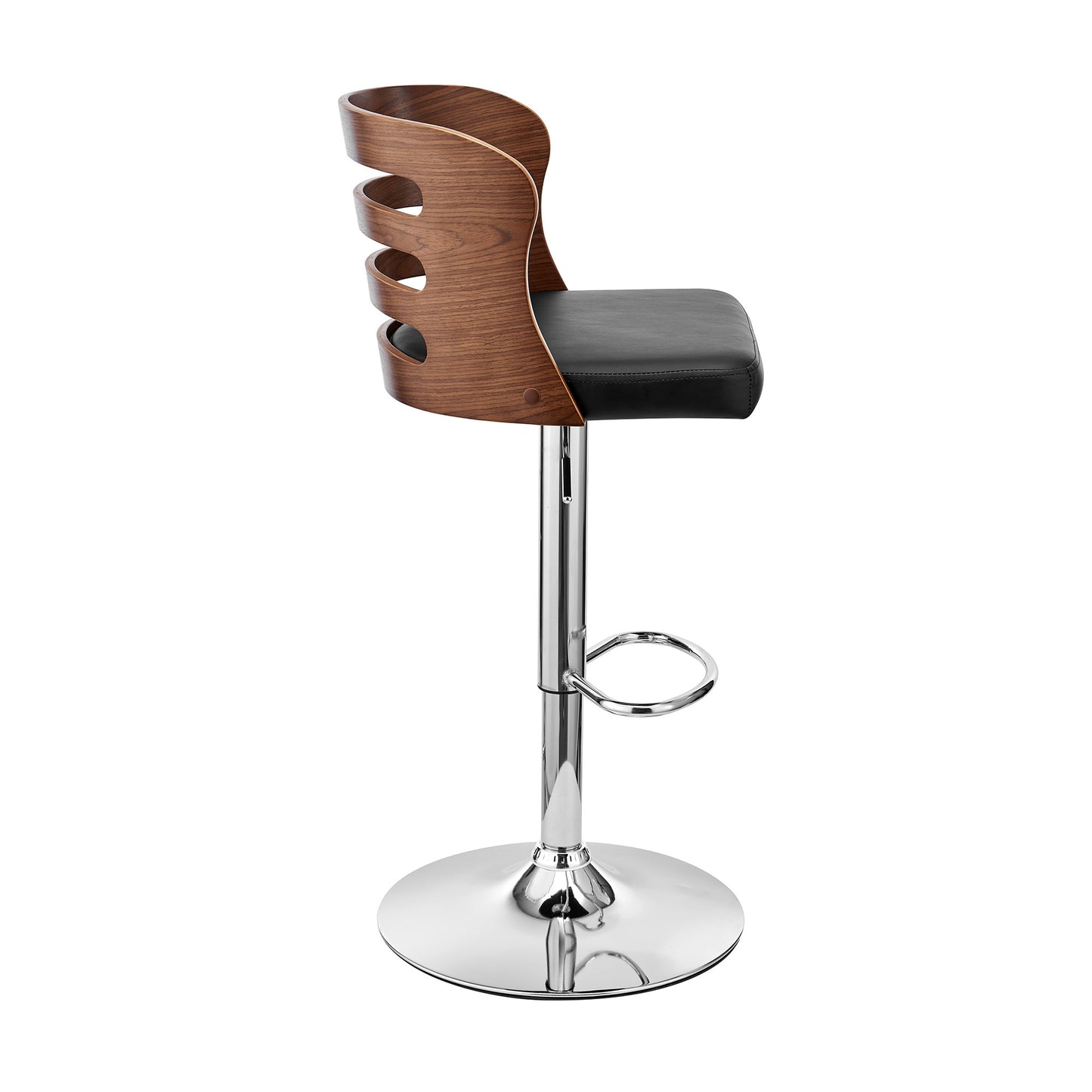 Black Brown And Silver Swivel Adjustable Height Bar Chair With Footrest