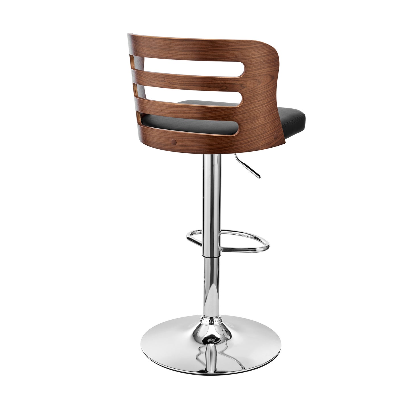 Black Brown And Silver Swivel Adjustable Height Bar Chair With Footrest