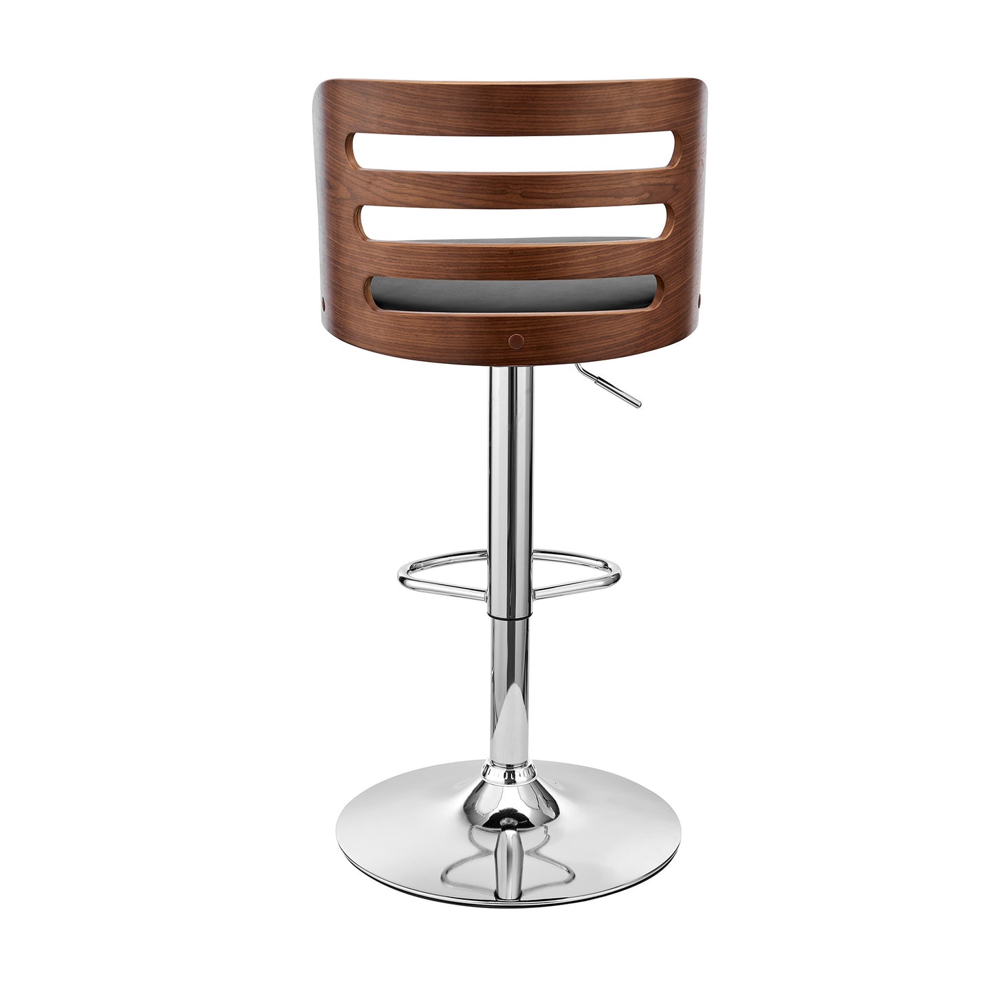 Black Brown And Silver Swivel Adjustable Height Bar Chair With Footrest