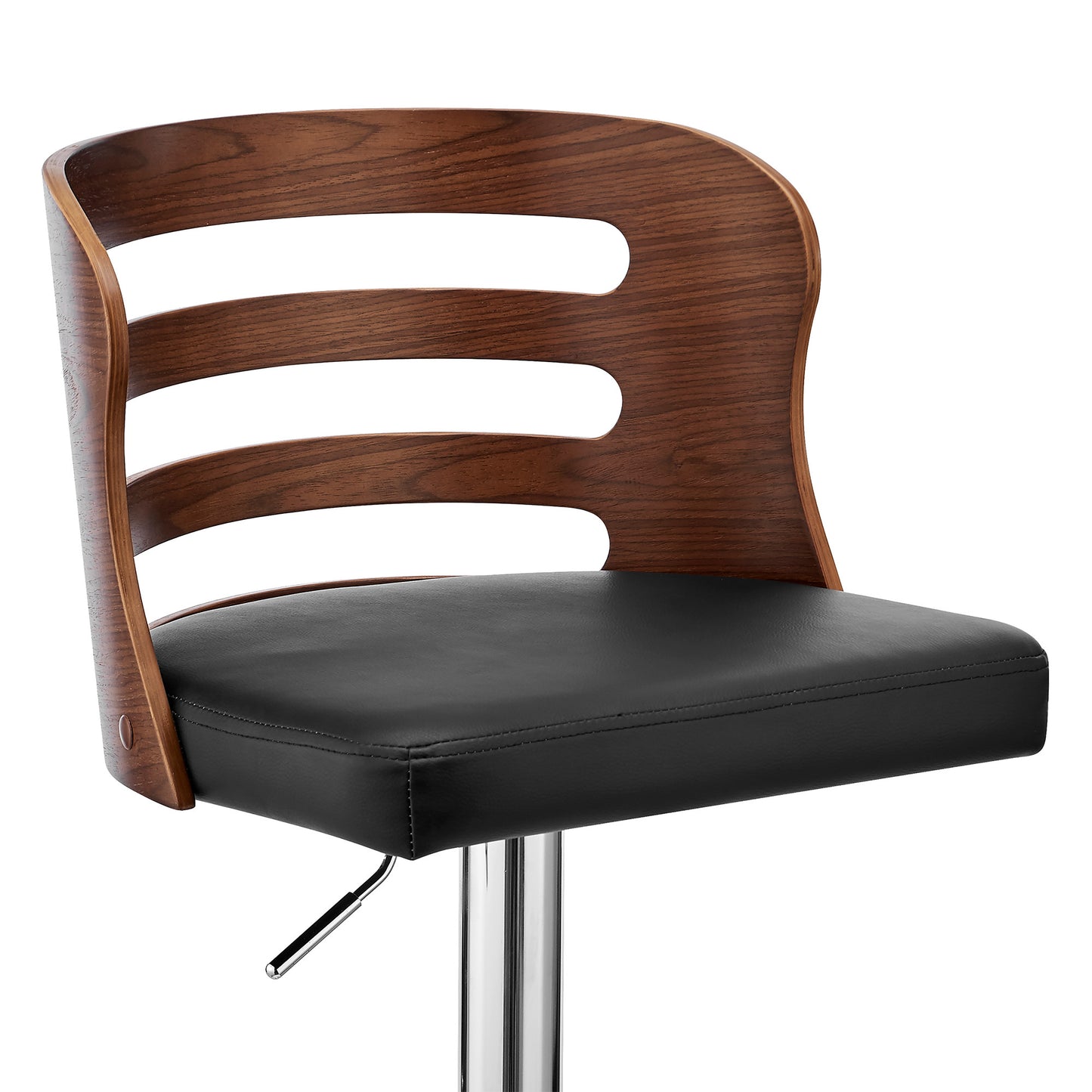 Black Brown And Silver Swivel Adjustable Height Bar Chair With Footrest