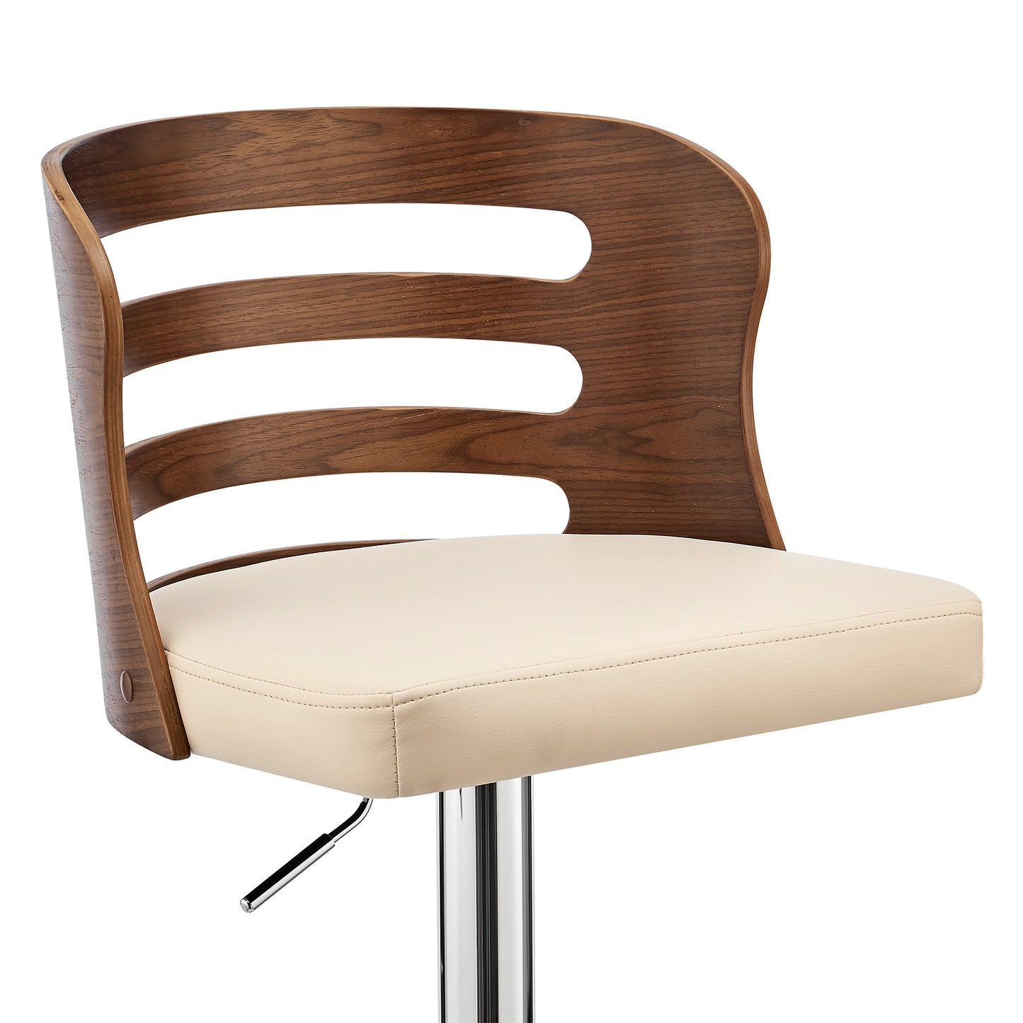 Cream Upholstered Chrome Base Adjustable Swivel Bar Stool