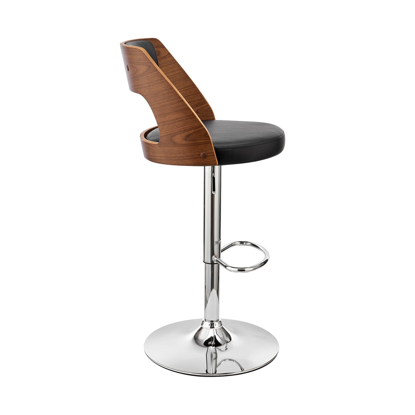Black Upholstered Chrome Base Adjustable Swivel Bar Stool