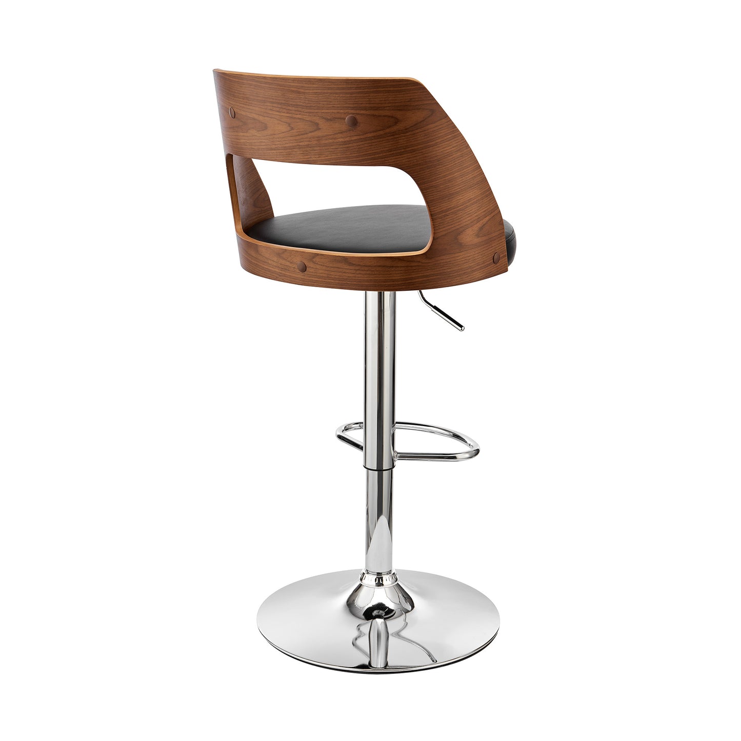 Black Upholstered Chrome Base Adjustable Swivel Bar Stool