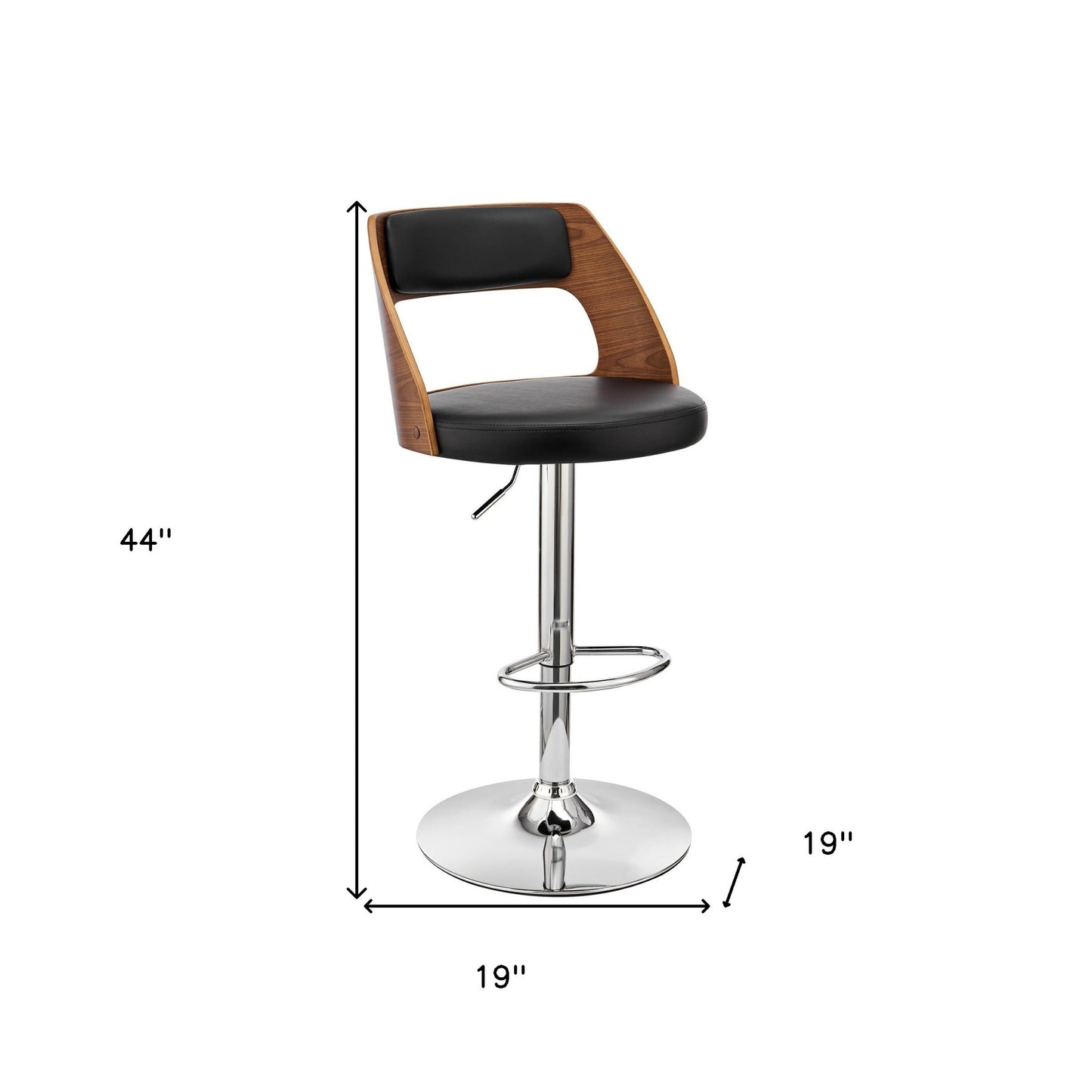 Black Upholstered Chrome Base Adjustable Swivel Bar Stool