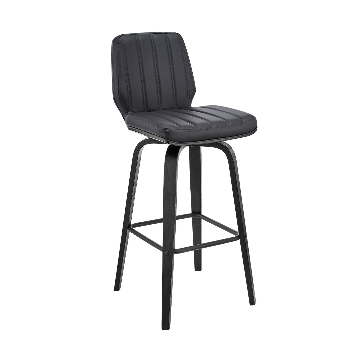 42" Gray Faux Leather And Iron Swivel Bar Height Chair