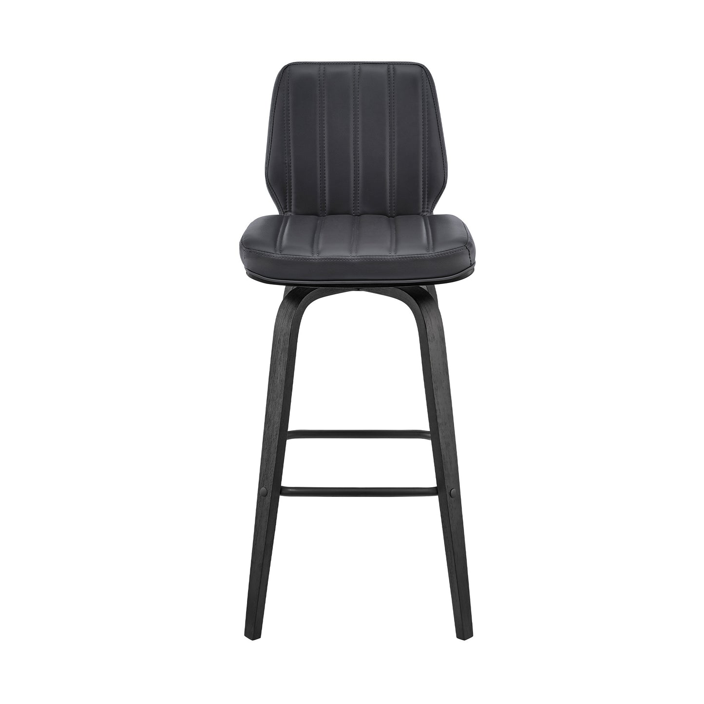 42" Gray Faux Leather And Iron Swivel Bar Height Chair