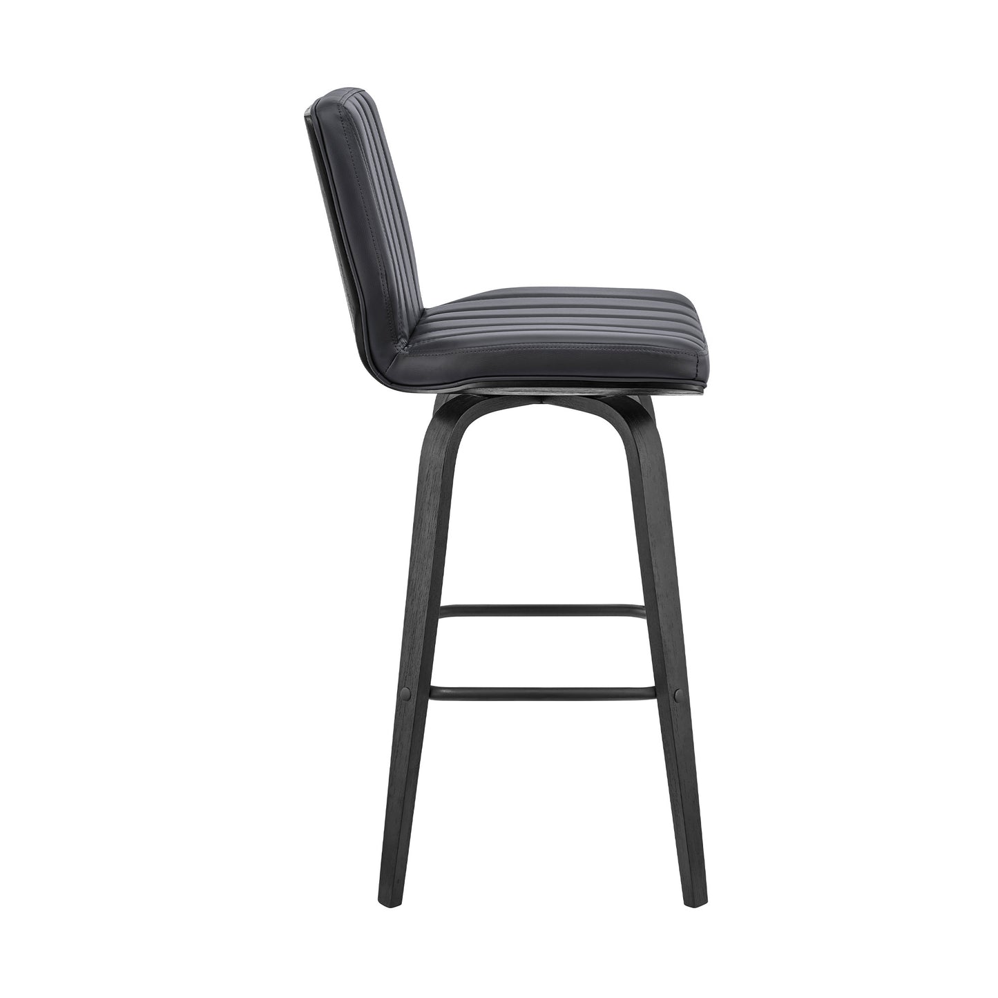 42" Gray Faux Leather And Iron Swivel Bar Height Chair