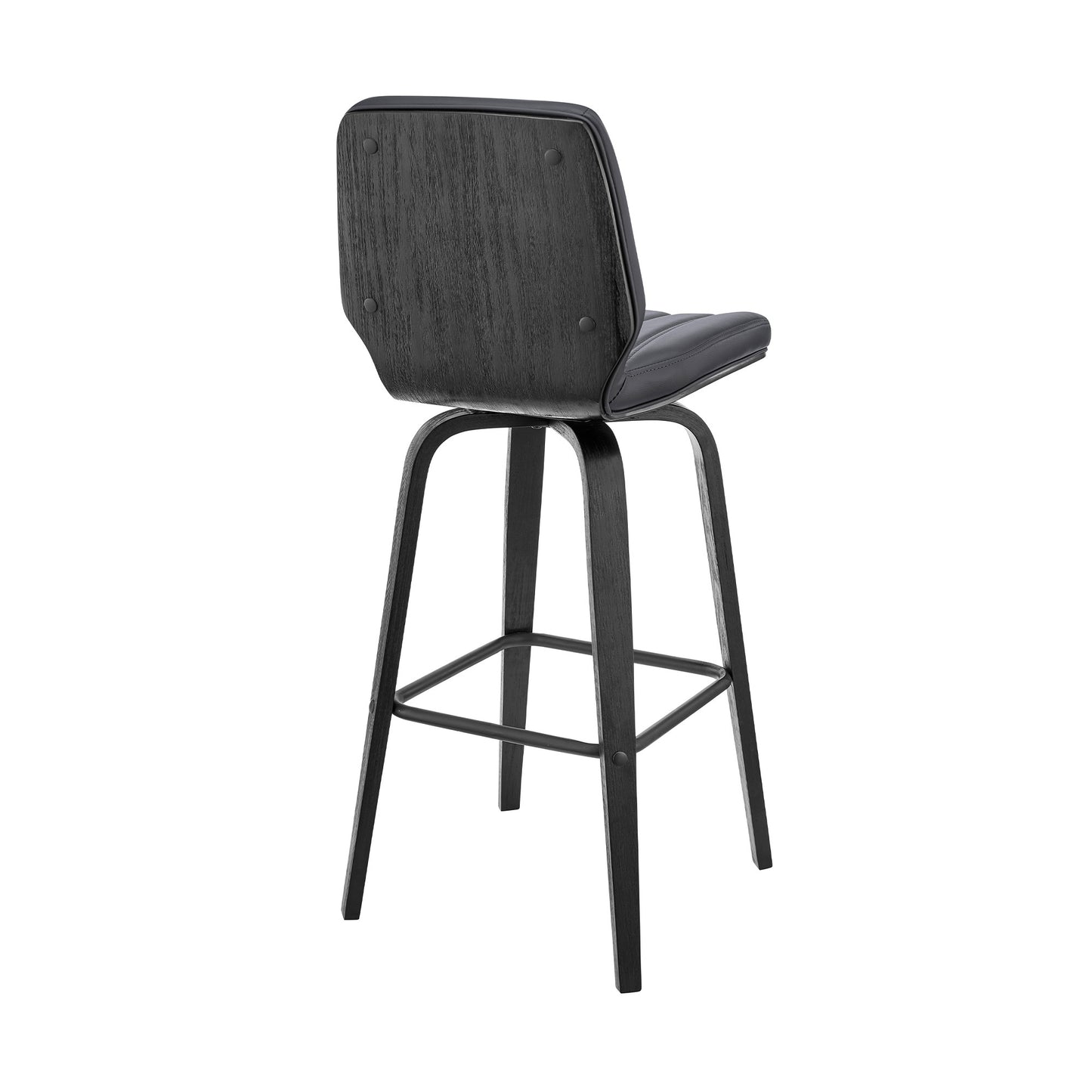 42" Gray Faux Leather And Iron Swivel Bar Height Chair
