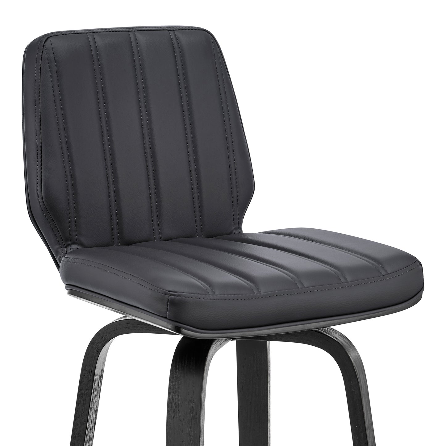 42" Gray Faux Leather And Iron Swivel Bar Height Chair