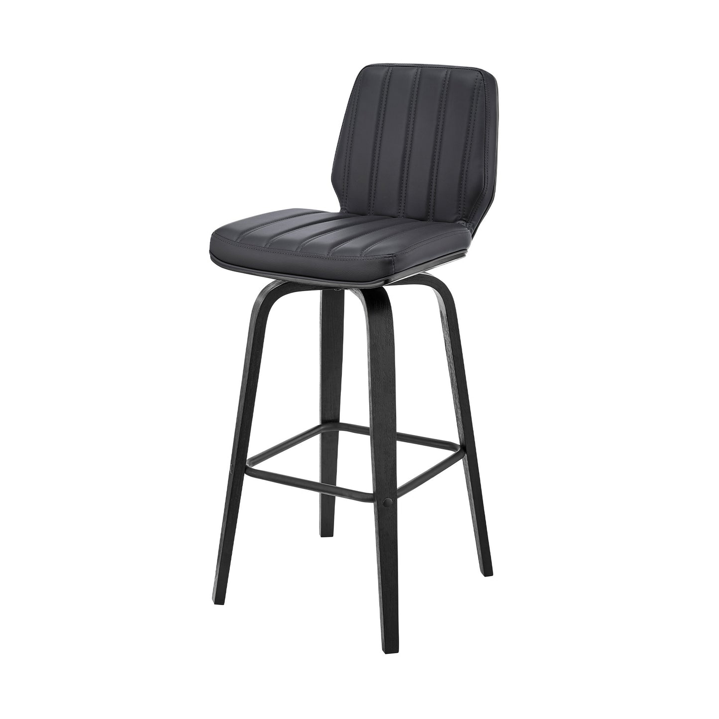 42" Gray Faux Leather And Iron Swivel Bar Height Chair