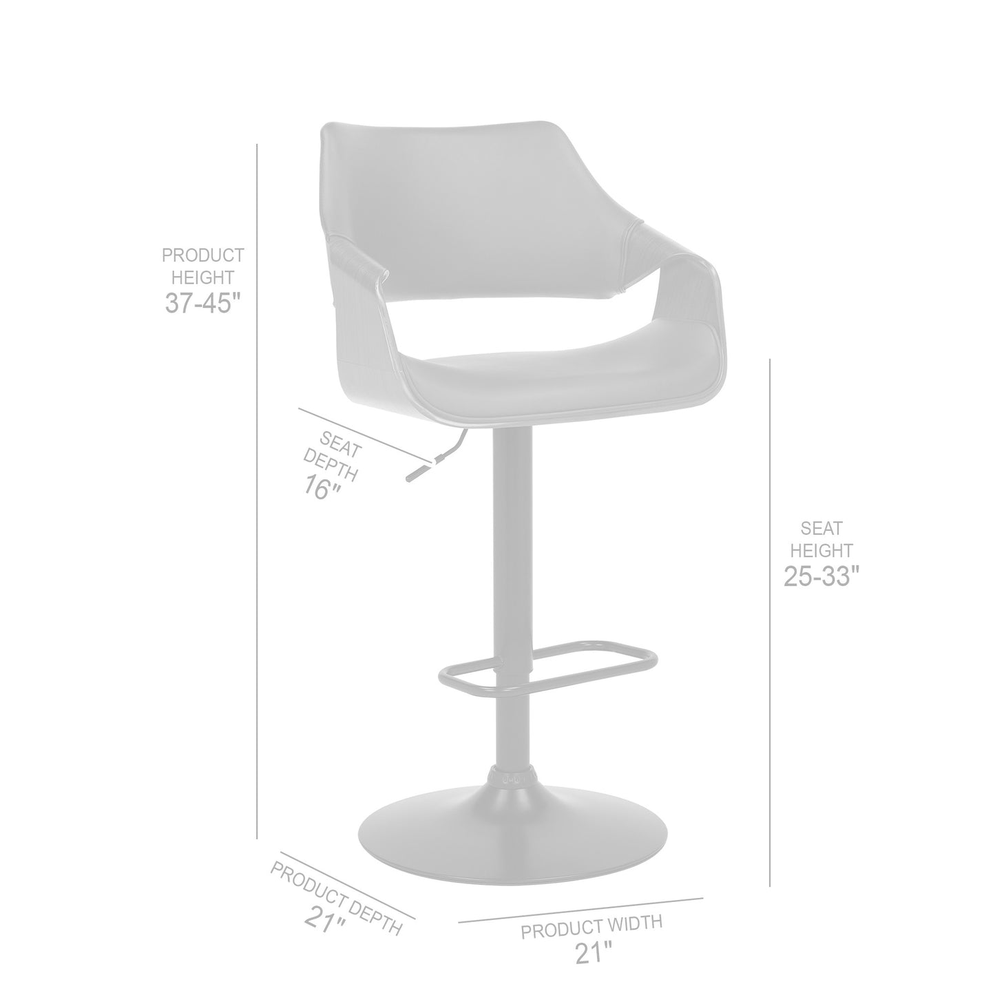 Grey Faux Leather Walnut Wood and Black Swivel Adjustable Bar Stool