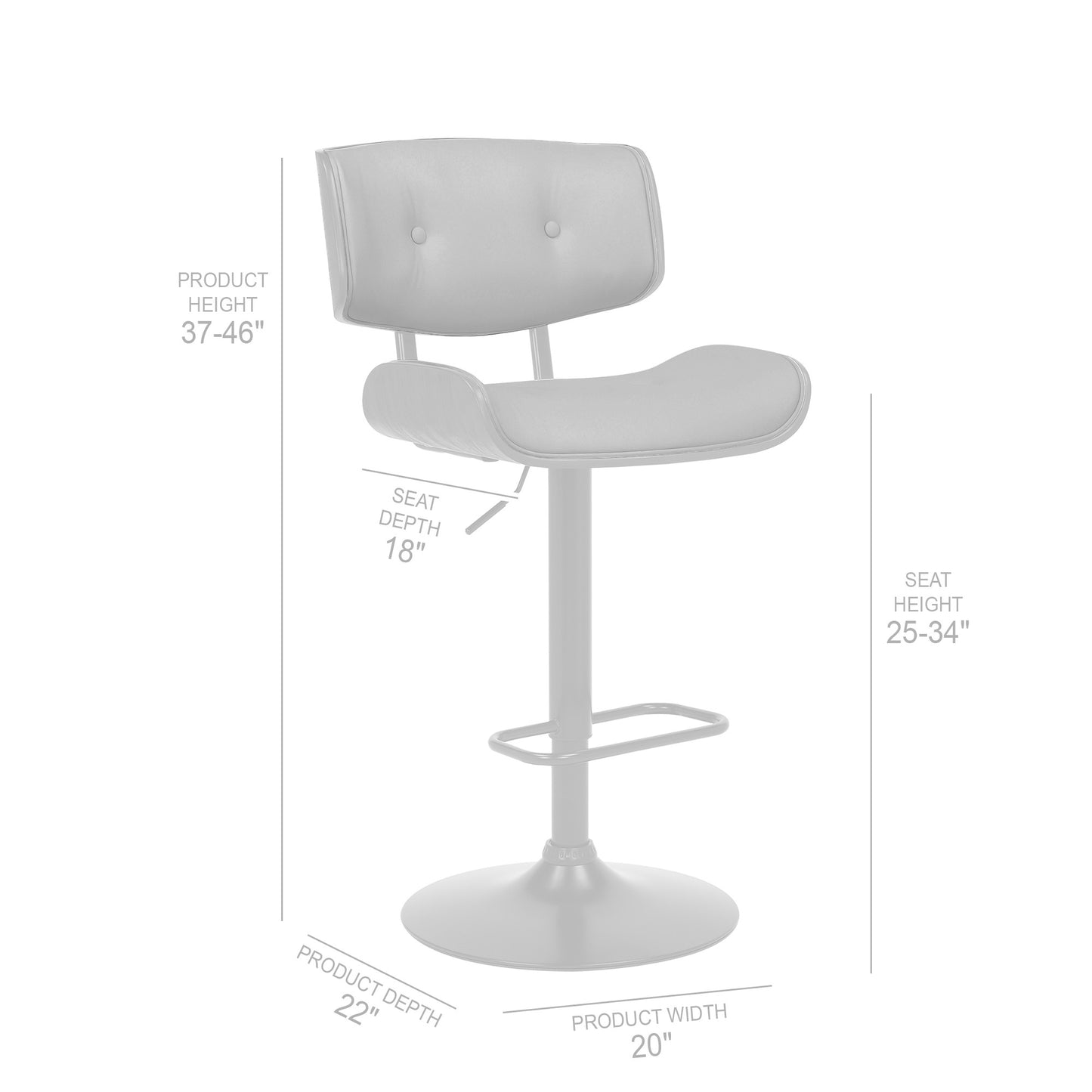 Adjustable Cream Tufted Faux Leather and Black Wood Swivel Barstool.