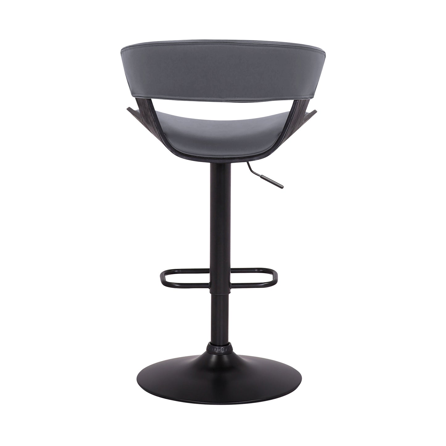 43" Gray And Black Iron Swivel Adjustable Height Bar Chair With Footrest