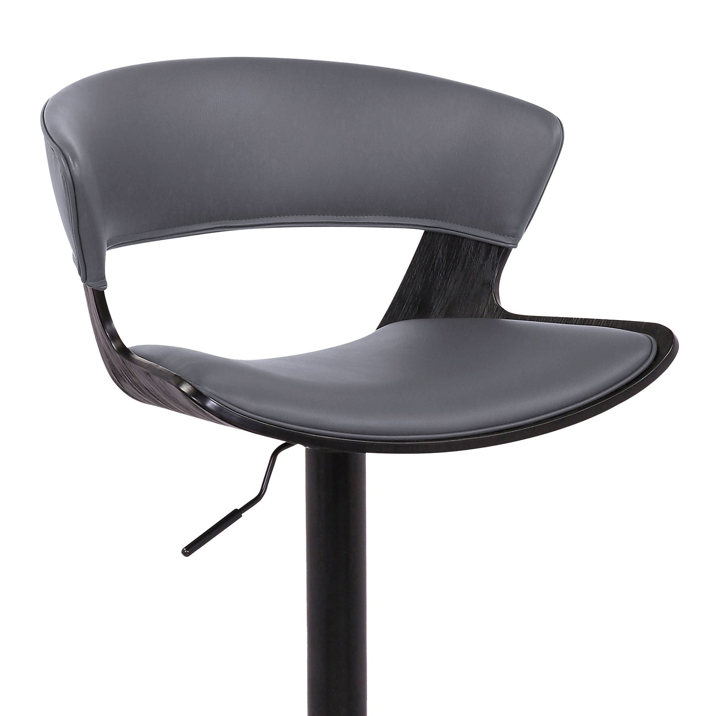 43" Gray And Black Iron Swivel Adjustable Height Bar Chair With Footrest