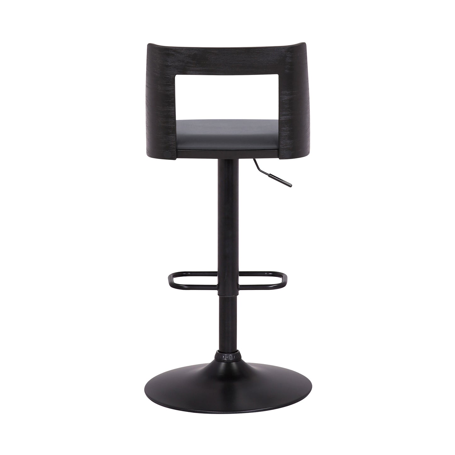42" Gray And Black Faux Leather Swivel Adjustable Height Bar Chair With Footrest