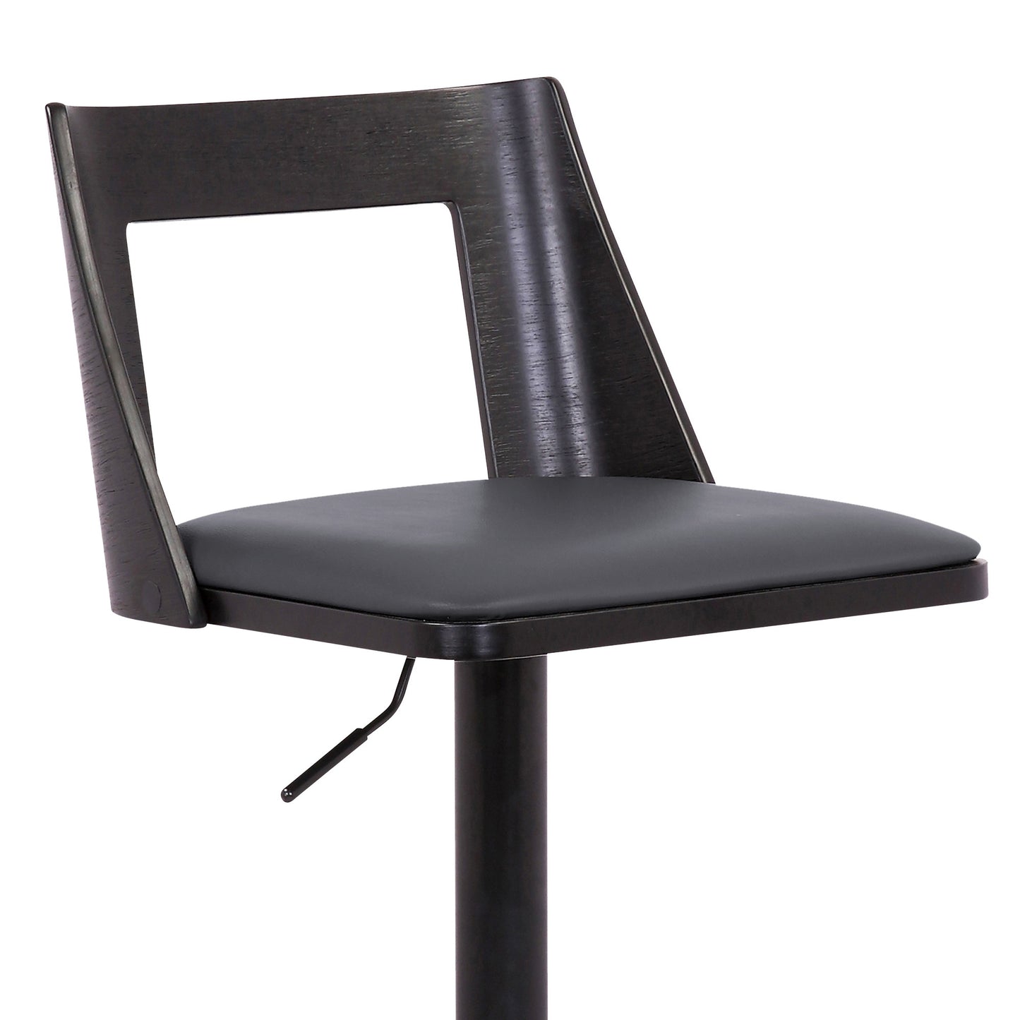 42" Gray And Black Faux Leather Swivel Adjustable Height Bar Chair With Footrest