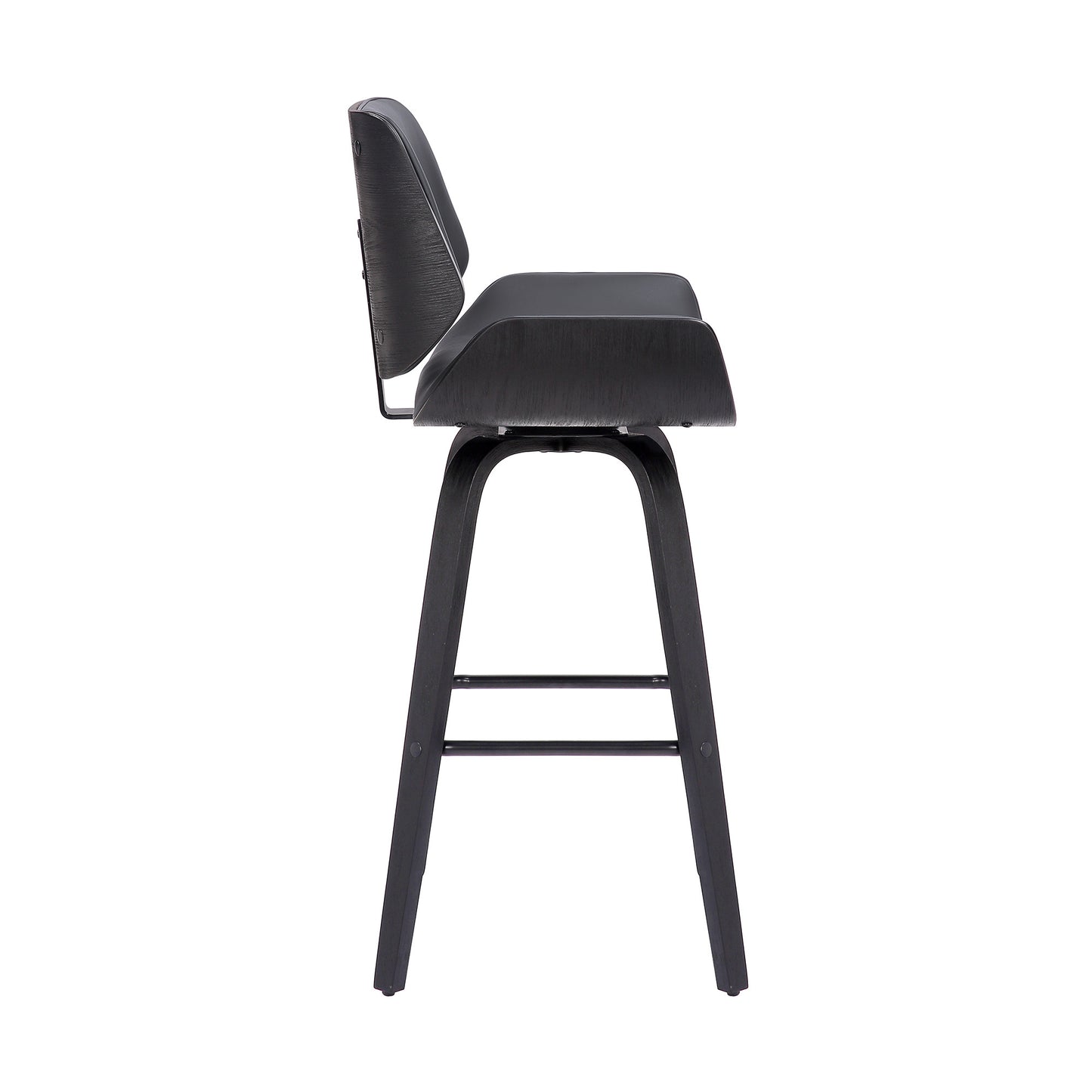 42" Gray Faux Leather And Iron Swivel Bar Height Chair