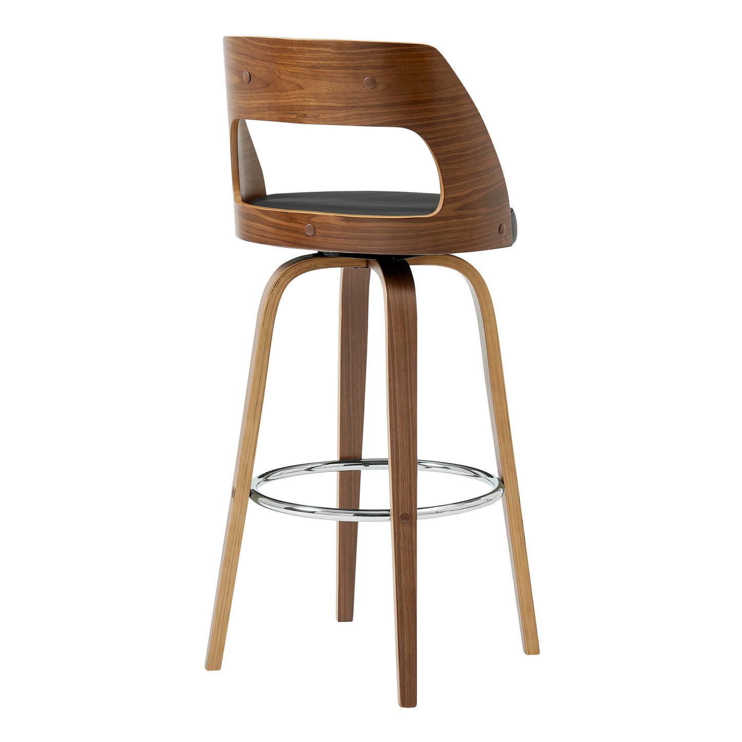 30" Retro Mod Grey Faux Leather and Walnut Swivel Counter Stool