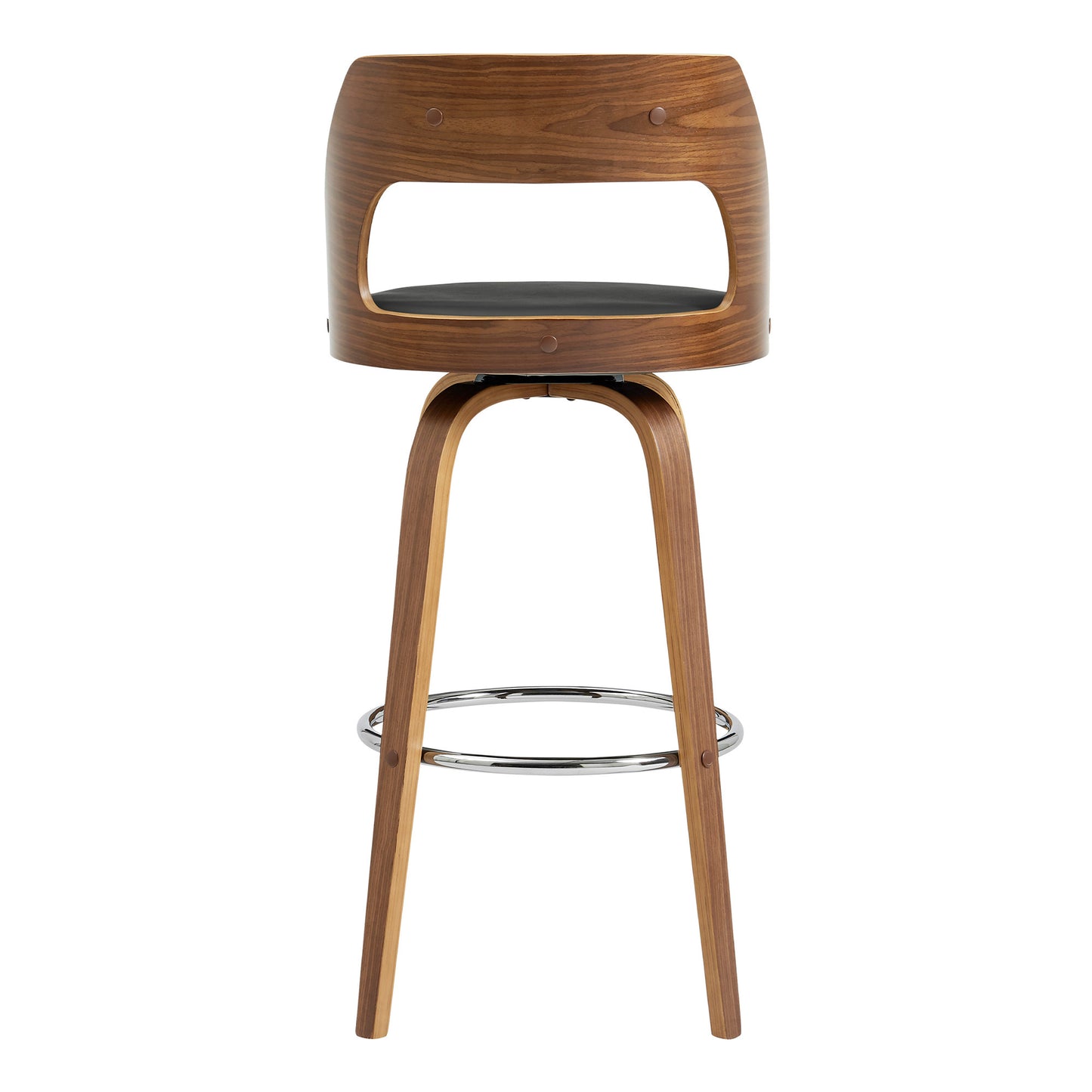 30" Retro Mod Grey Faux Leather and Walnut Swivel Counter Stool