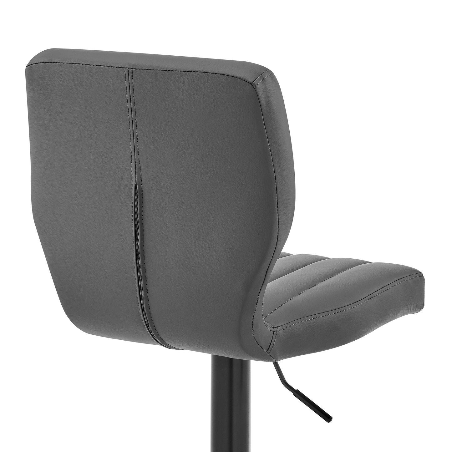 Gray Faux Leather Textured Adjustable Bar Stool