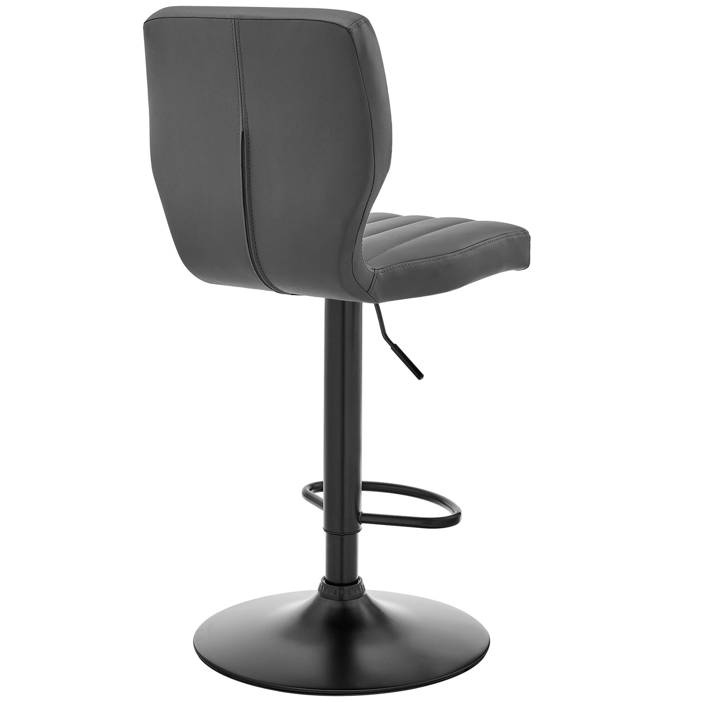 Gray Faux Leather Textured Adjustable Bar Stool