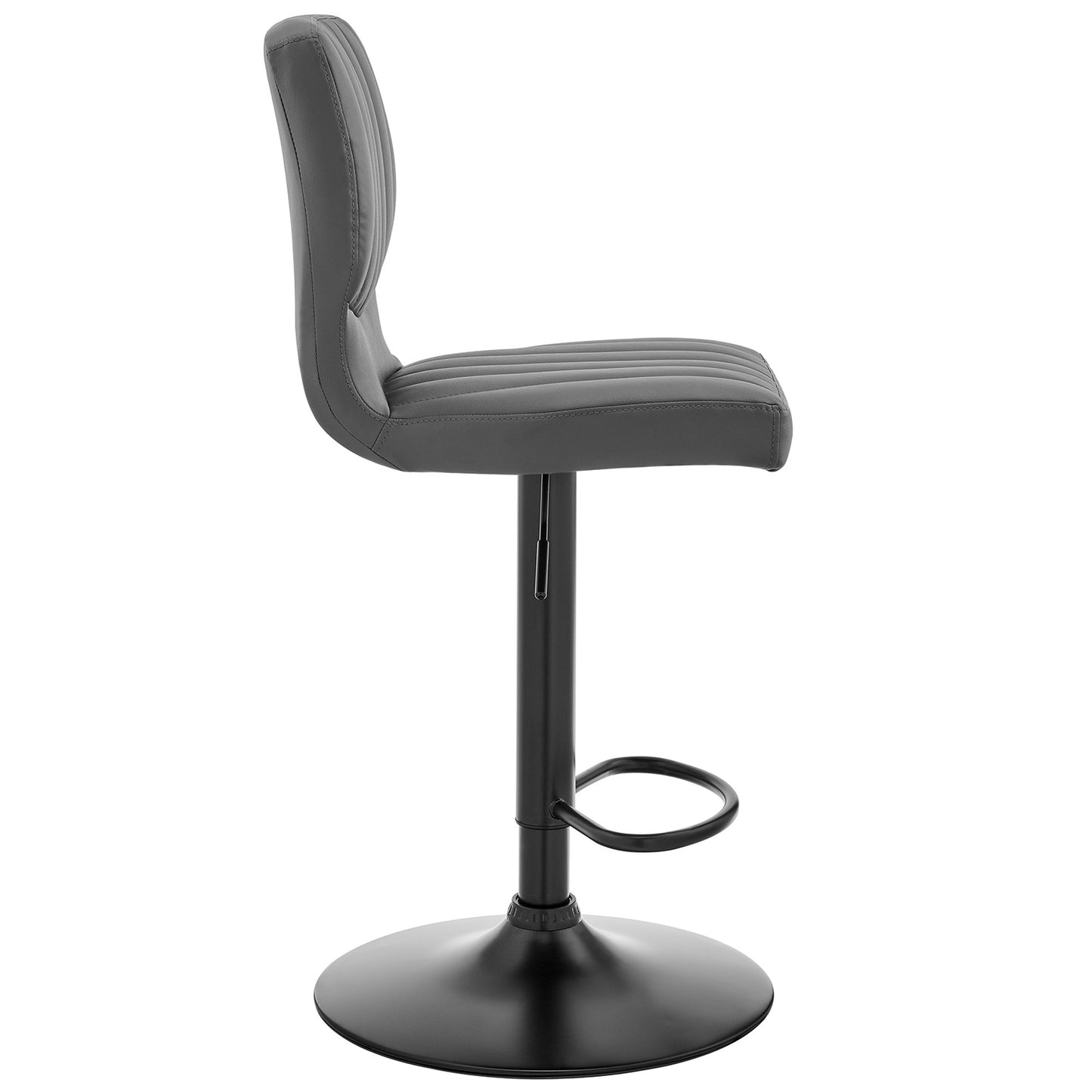 Gray Faux Leather Textured Adjustable Bar Stool