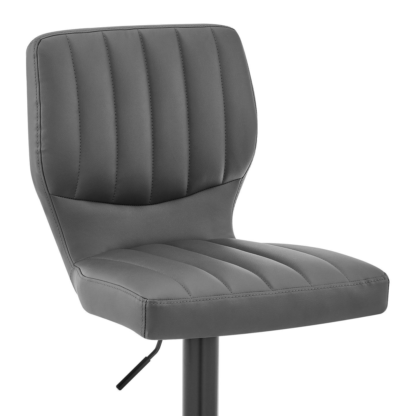 Gray Faux Leather Textured Adjustable Bar Stool