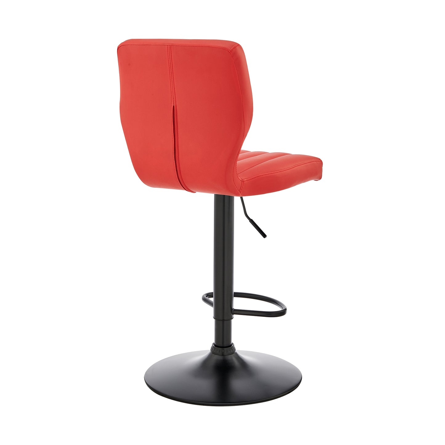 Red Faux Leather Textured Adjustable Bar Stool