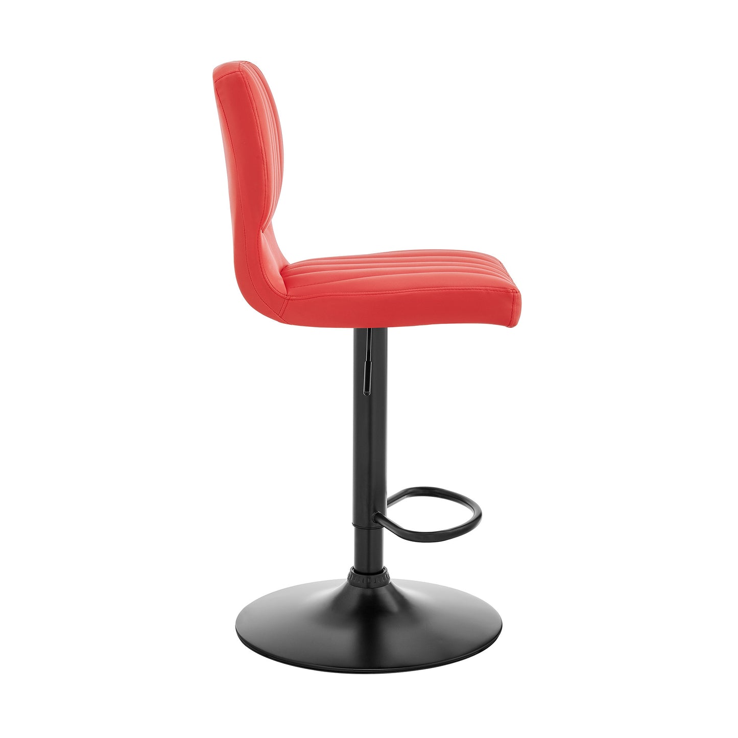 Red Faux Leather Textured Adjustable Bar Stool
