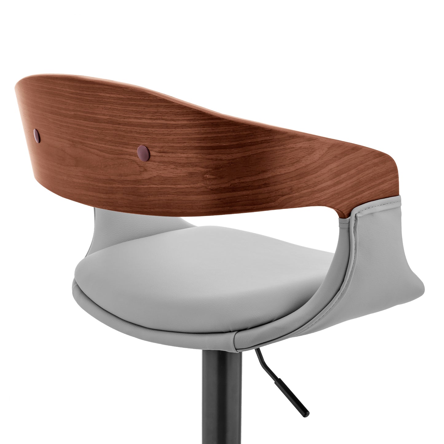 Gray Modern Upholstered Black Base Bar Stool