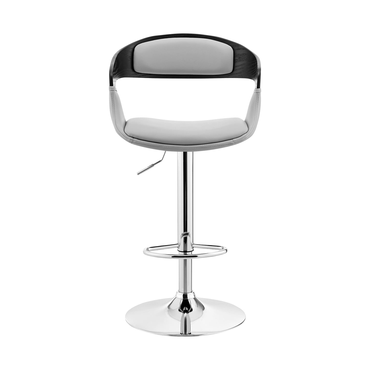 43" Gray And Silver Iron Swivel Low Back Adjustable Height Bar Chair With Footrest