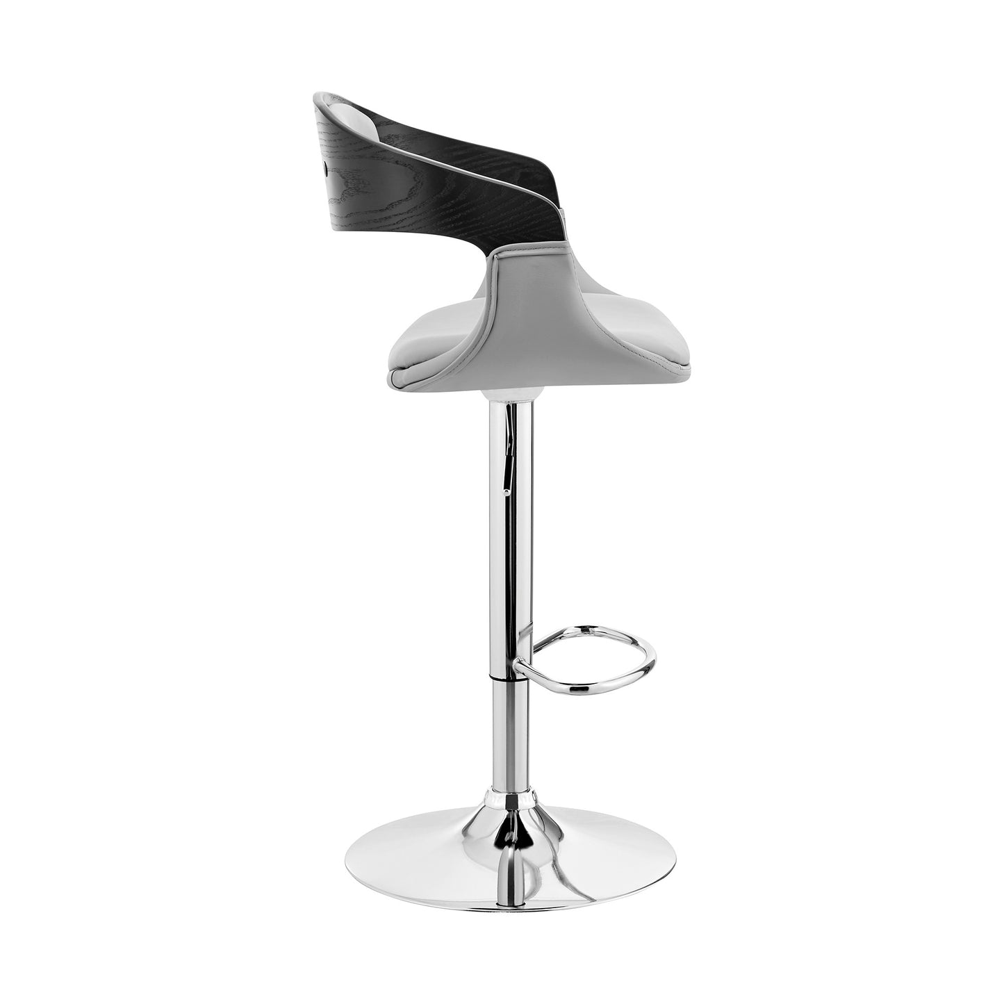 43" Gray And Silver Iron Swivel Low Back Adjustable Height Bar Chair With Footrest