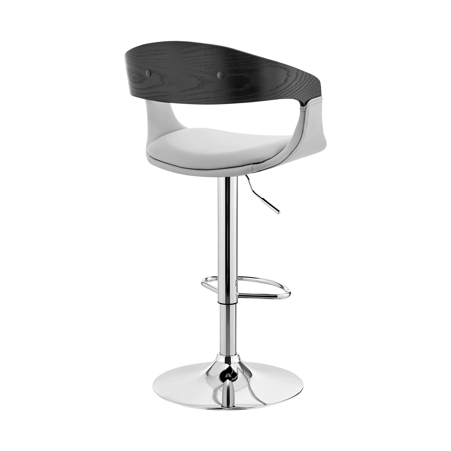 43" Gray And Silver Iron Swivel Low Back Adjustable Height Bar Chair With Footrest