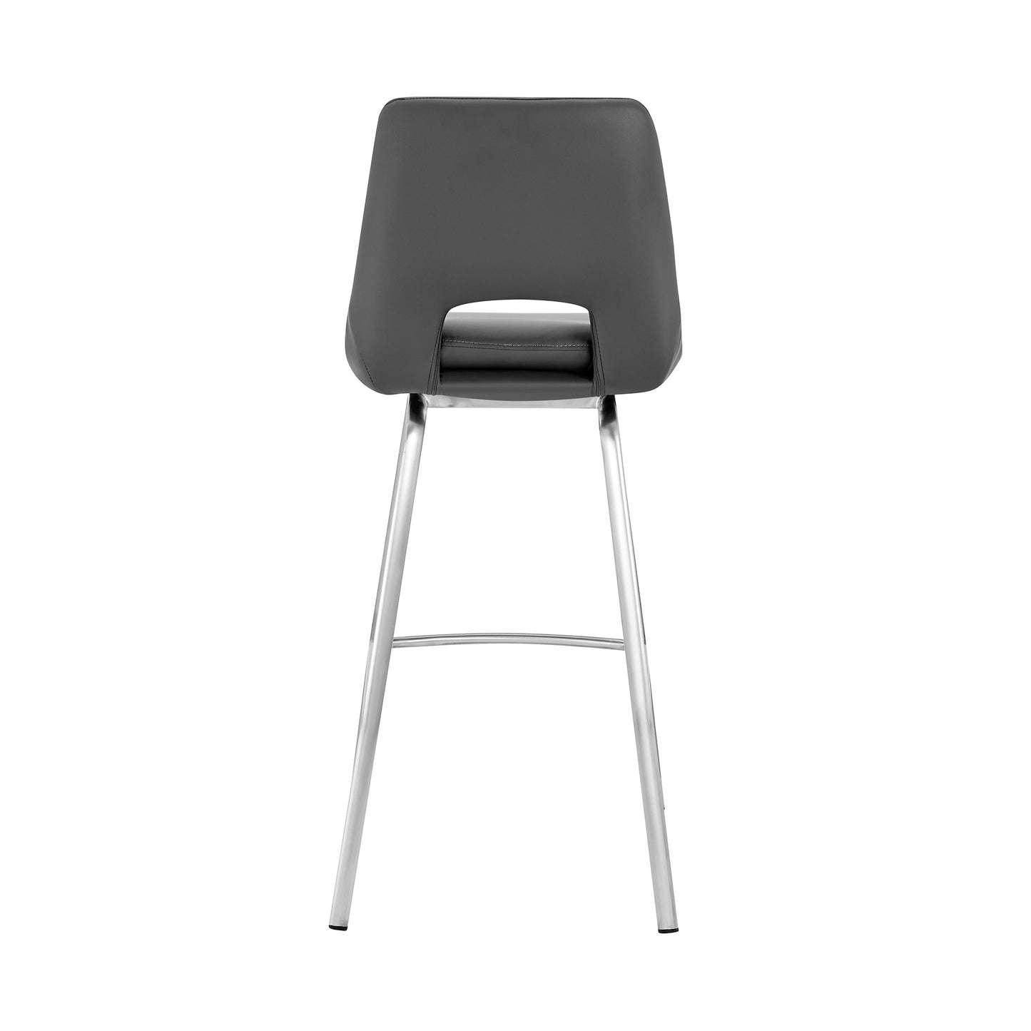 26" Elegant Grey Faux Leather Counter Stool with Stainless Steel Frame